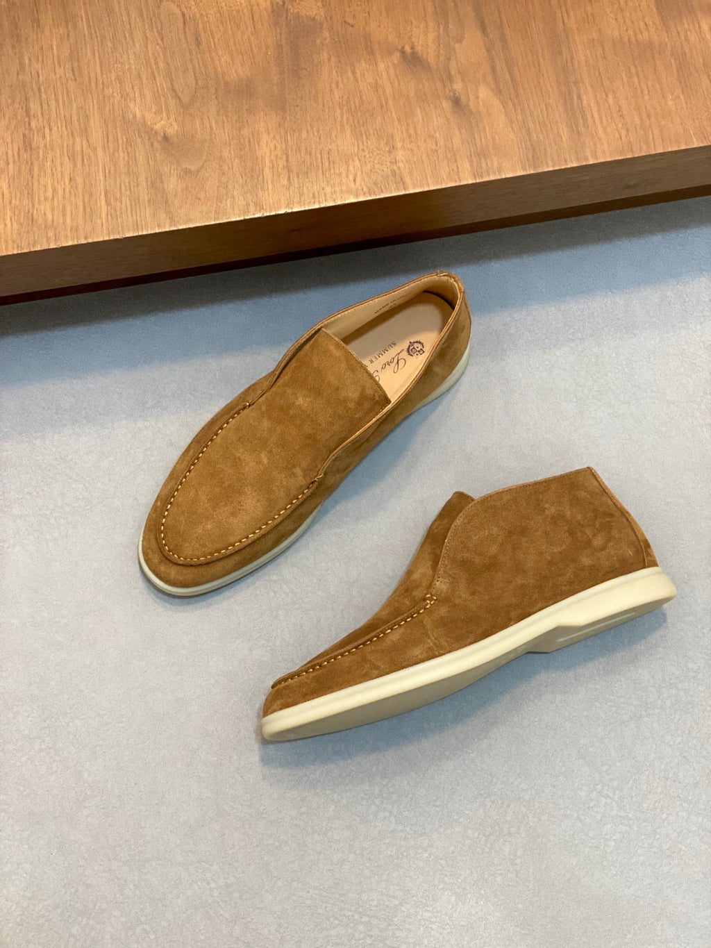 Loro Piana Suede Leather Slip-On Loafers