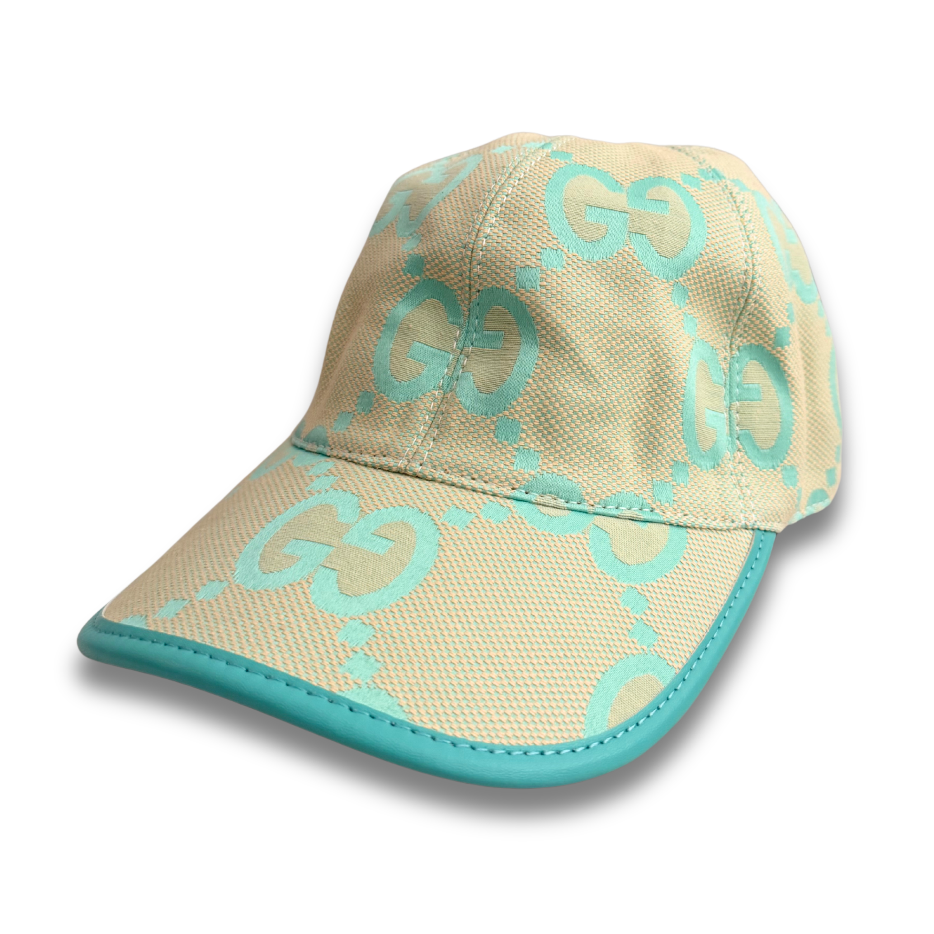 GUCCI GG JUMBO RIM HAT - OFF WHITE/AQUA