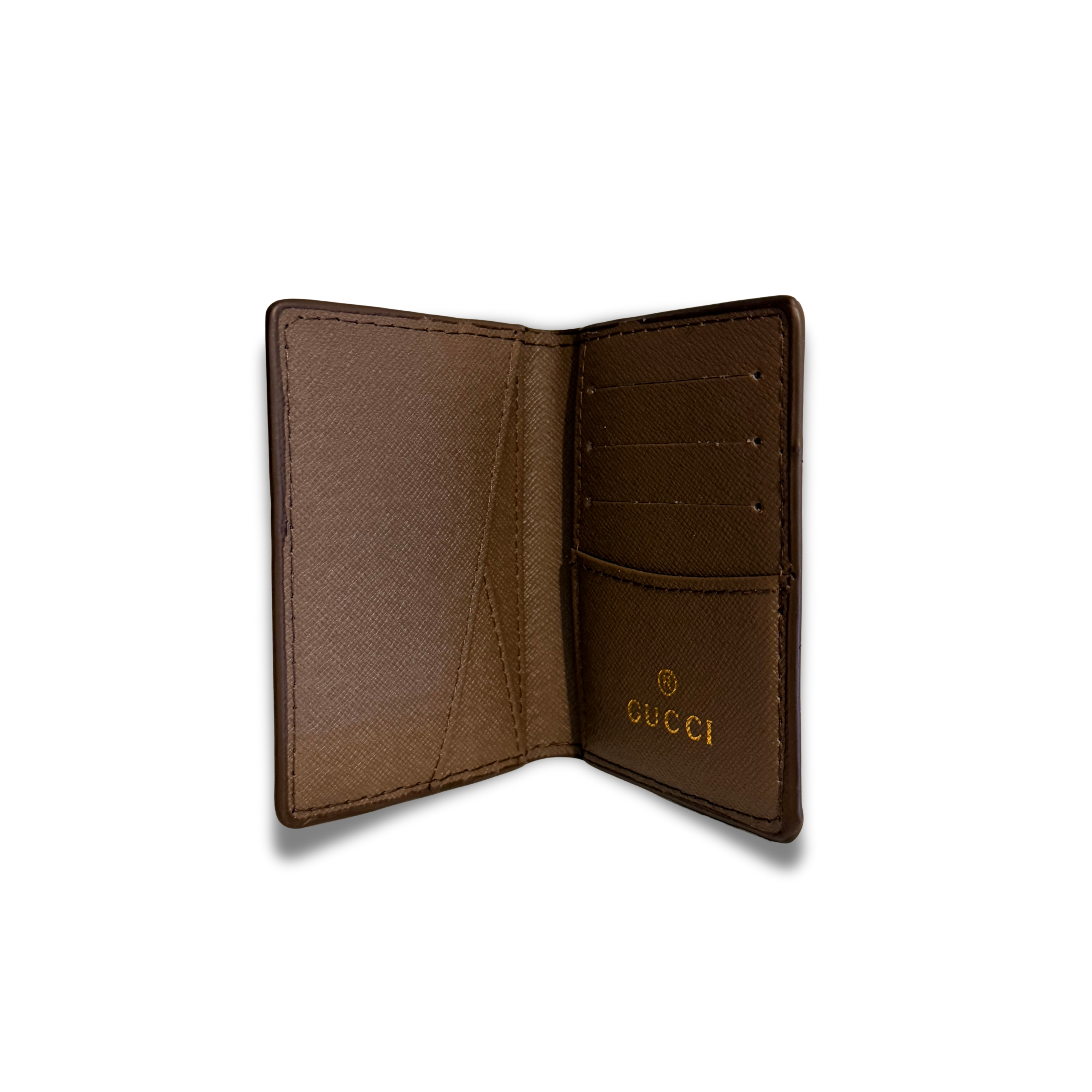 GUCCI BEE FLIP CARD HOLDER - BROWN