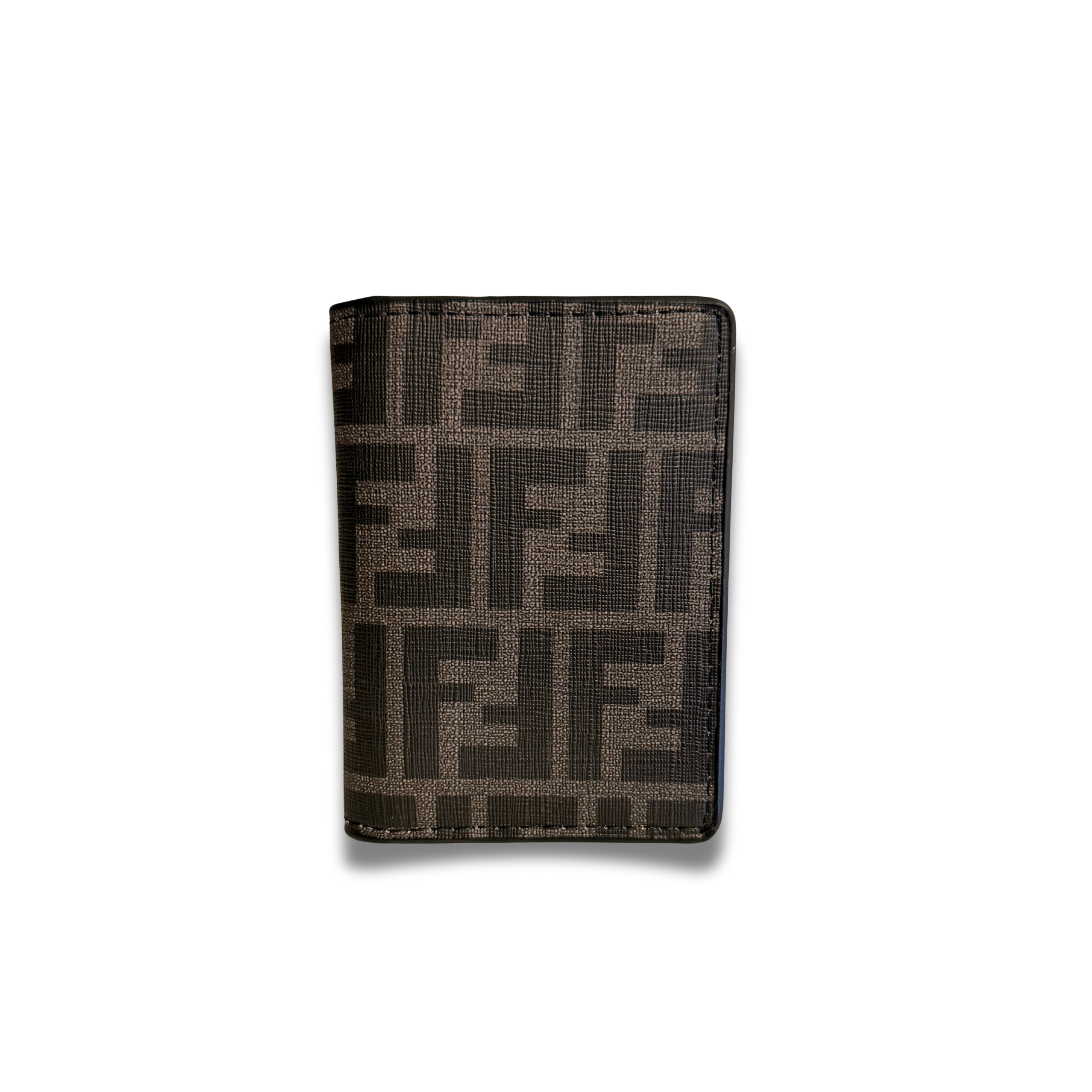 FENDI MONOGRAM FLIP CARD HOLDER - BLACK/DARK BROWN