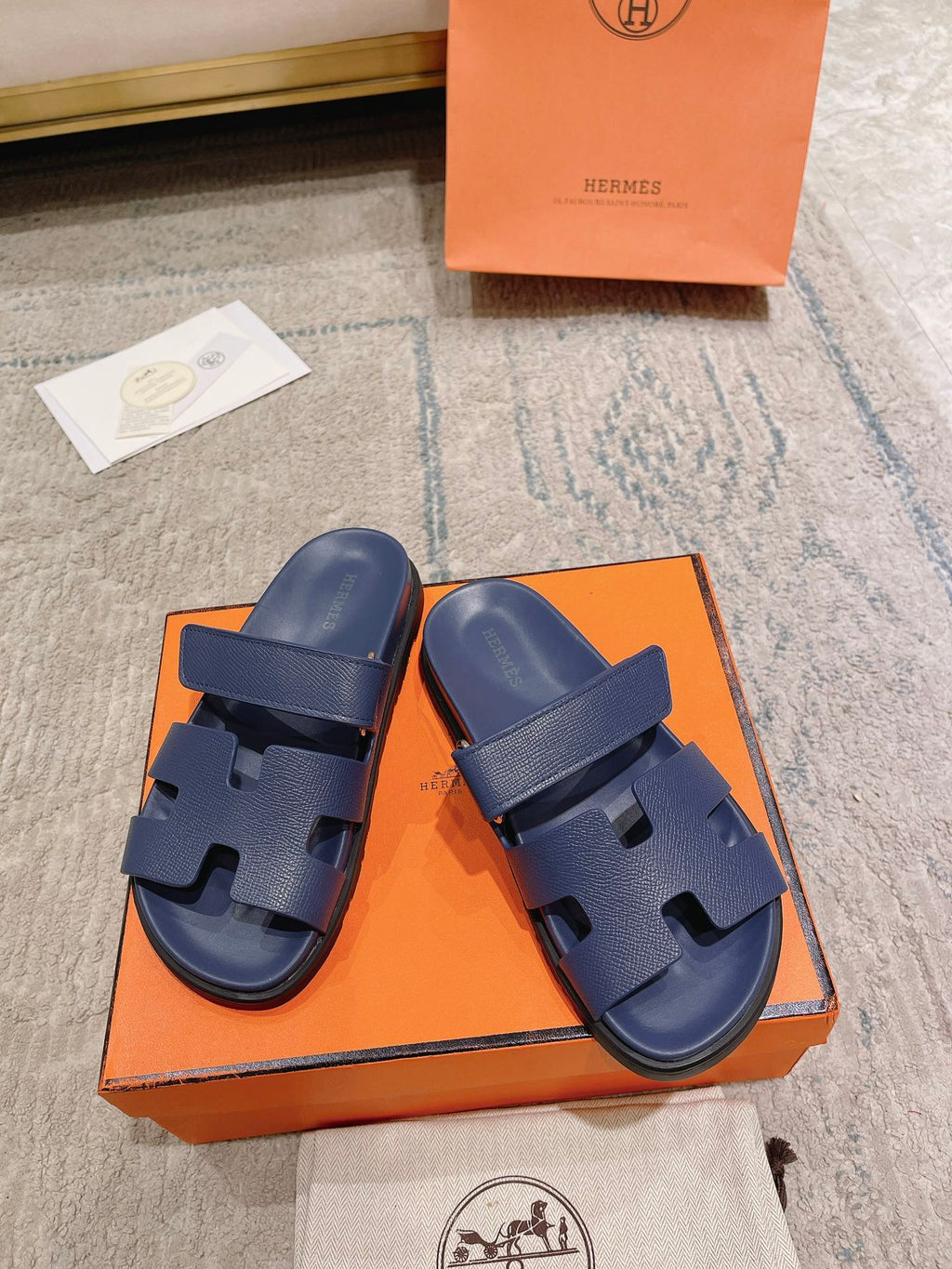 Hermès Chypre Suede Unisex Slides