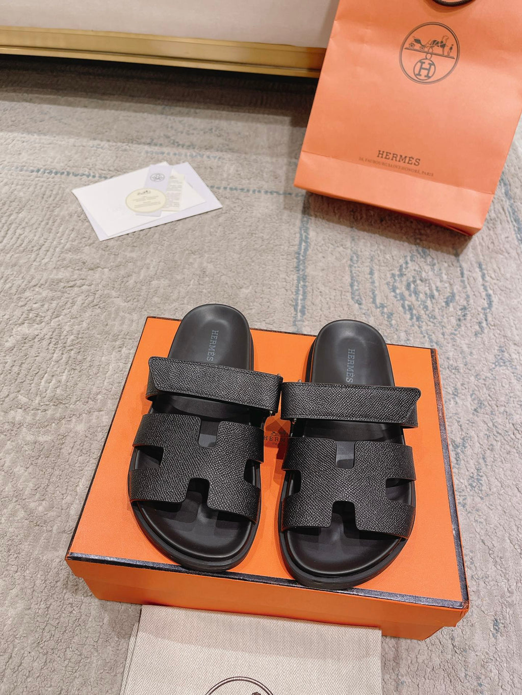 Hermès Chypre Suede Unisex Slides