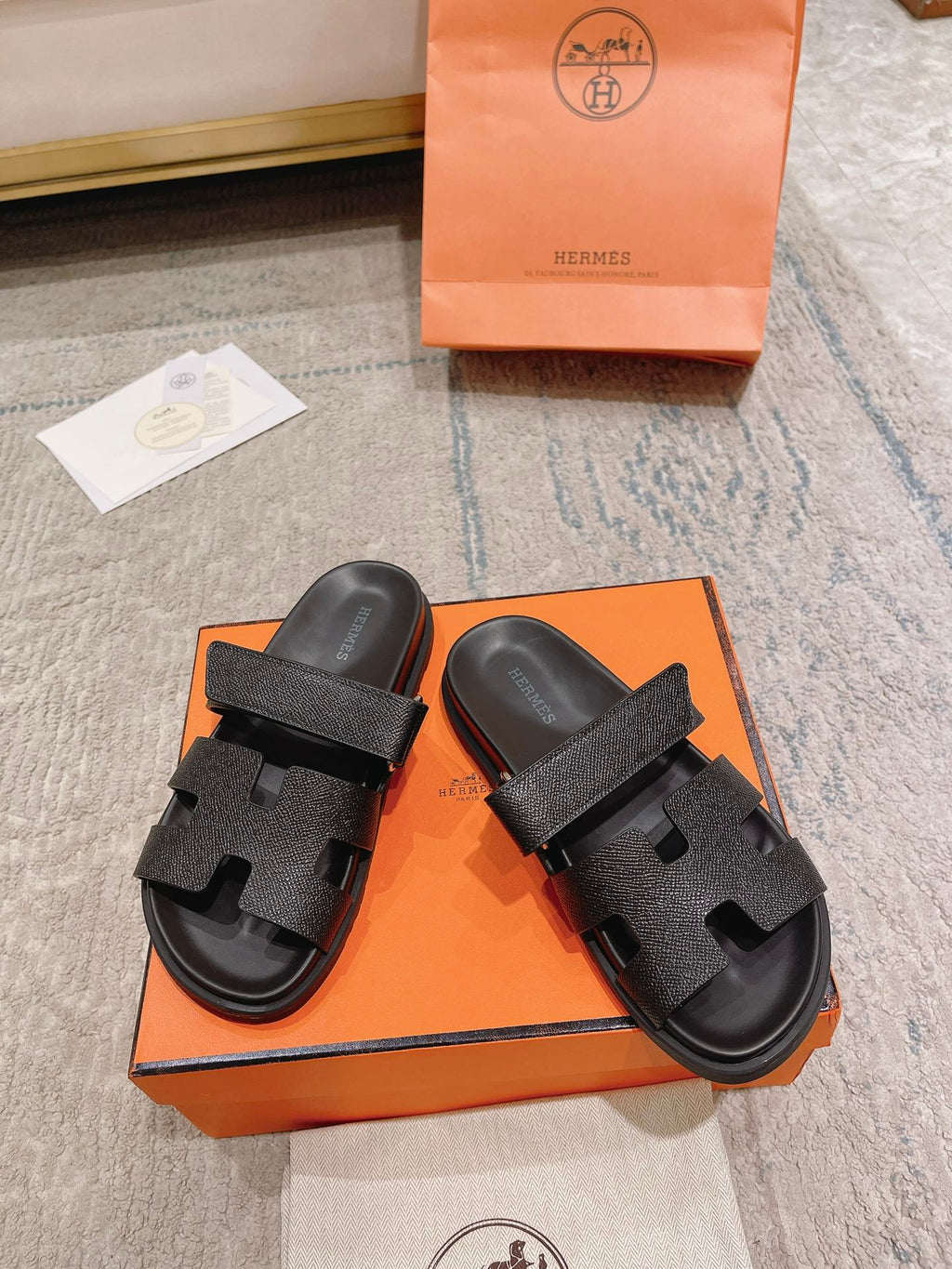 Hermès Chypre Suede Unisex Slides