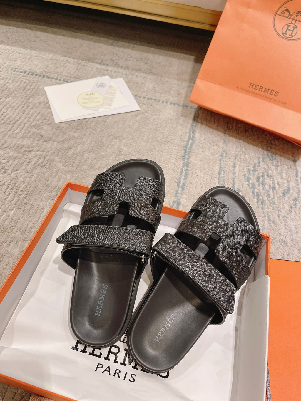 Hermès Chypre Suede Unisex Slides