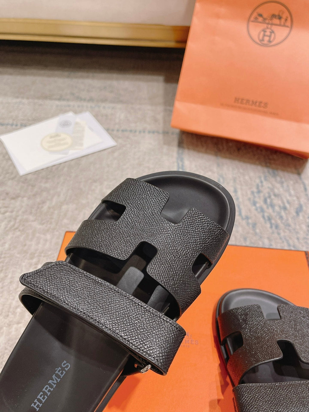 Hermès Chypre Suede Unisex Slides
