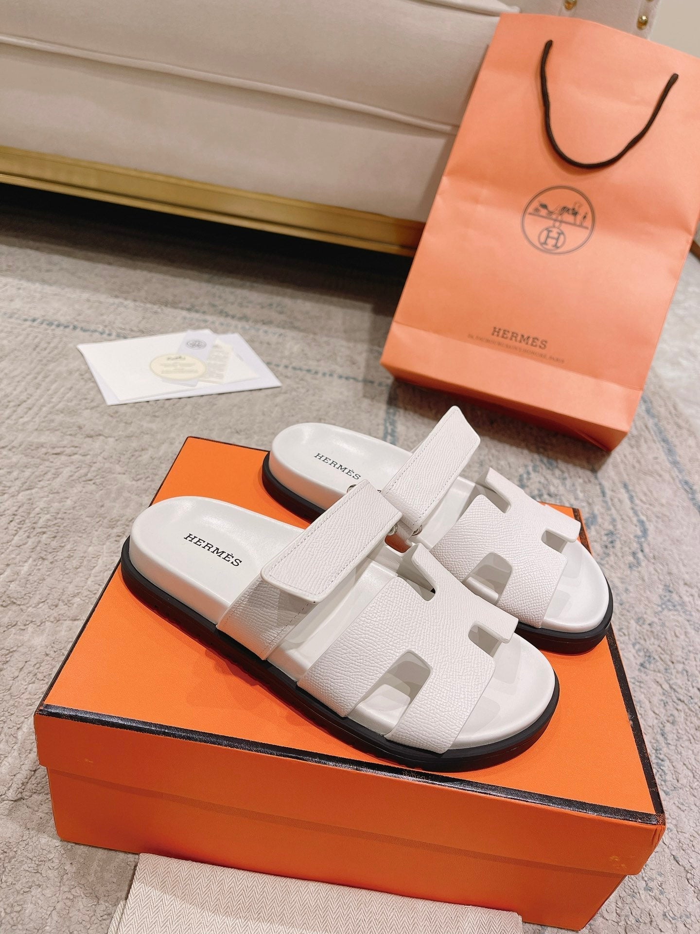 Hermès Chypre Suede Unisex Slides