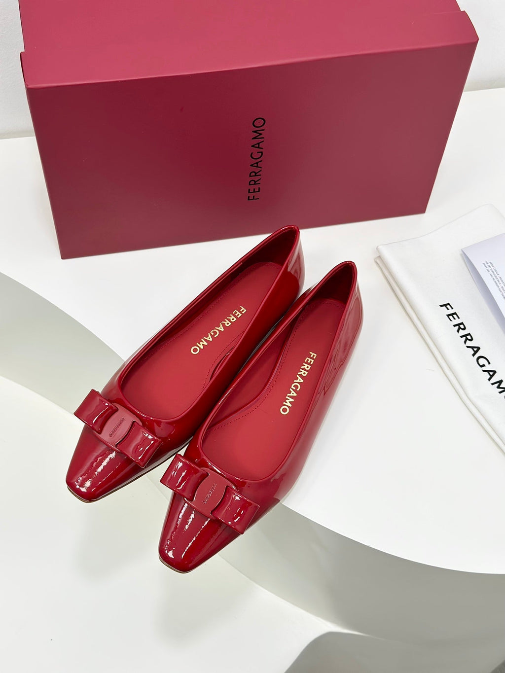 Ferragamo Vara Patent Leather Square Toe Pumps