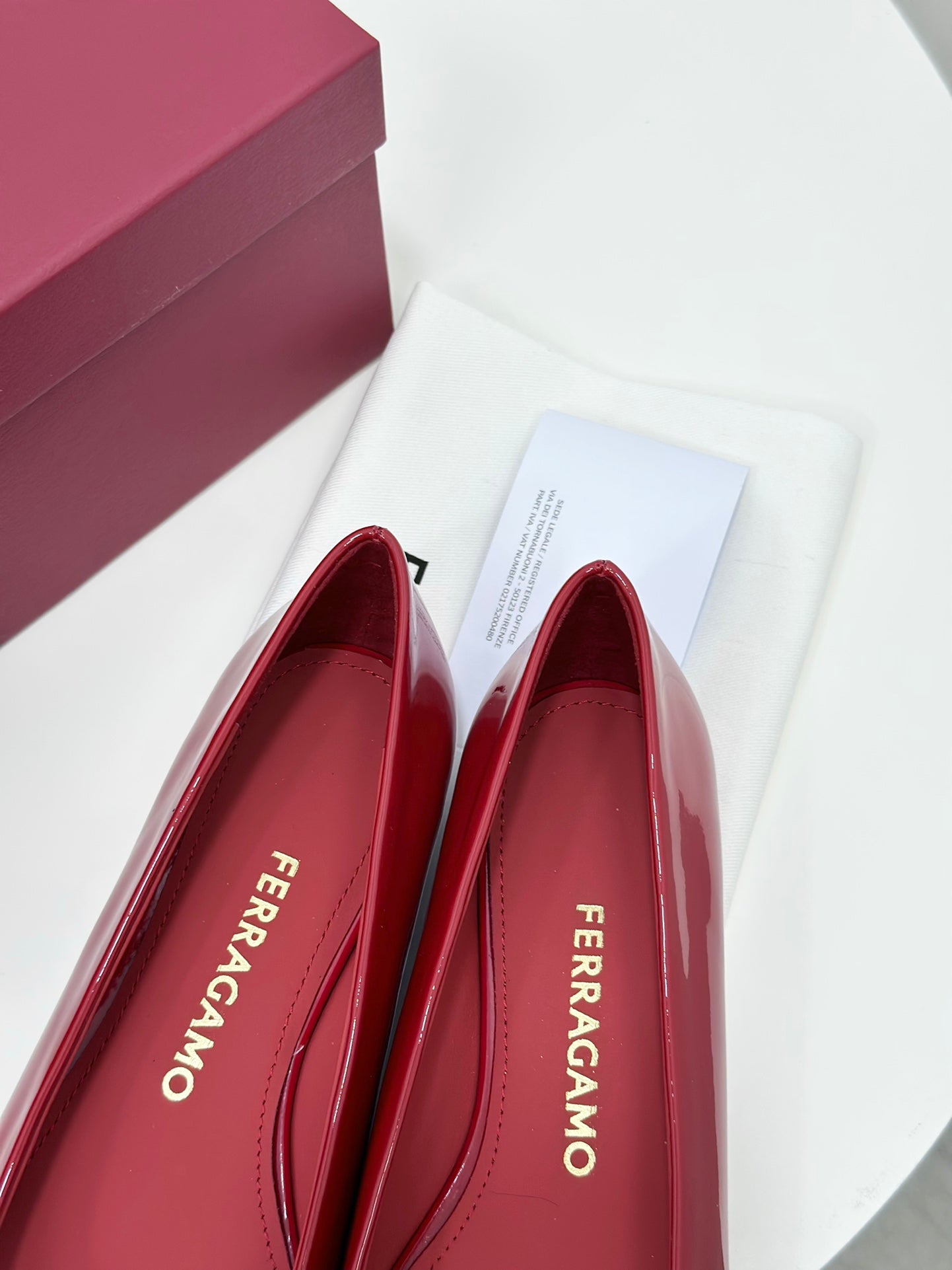 Ferragamo Vara Patent Leather Square Toe Pumps
