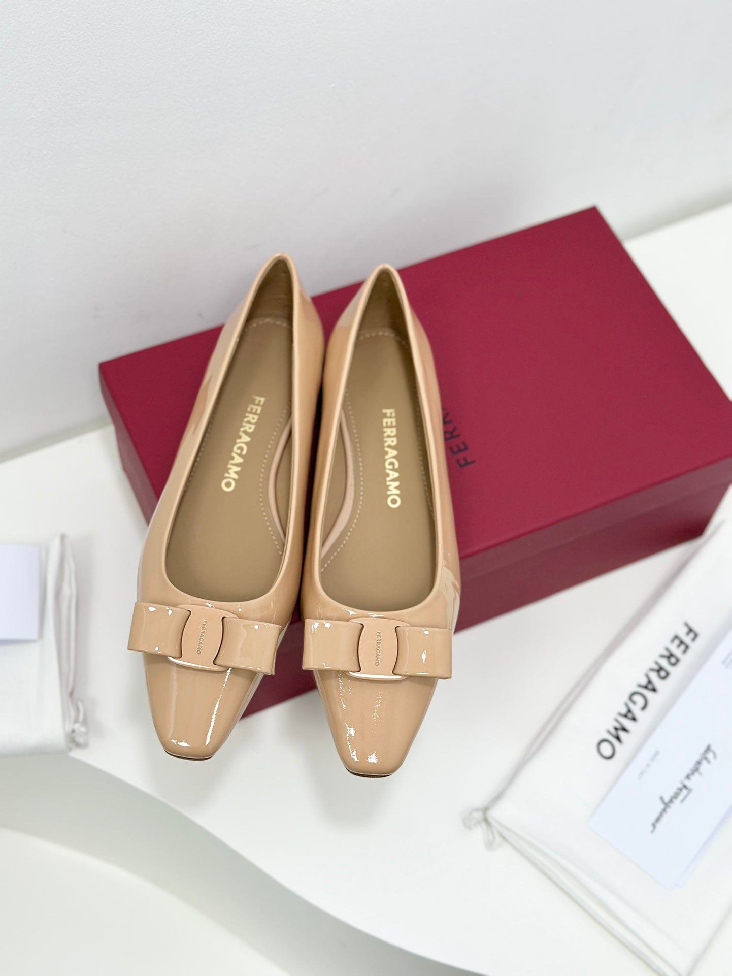 Ferragamo Vara Patent Leather Square Toe Pumps