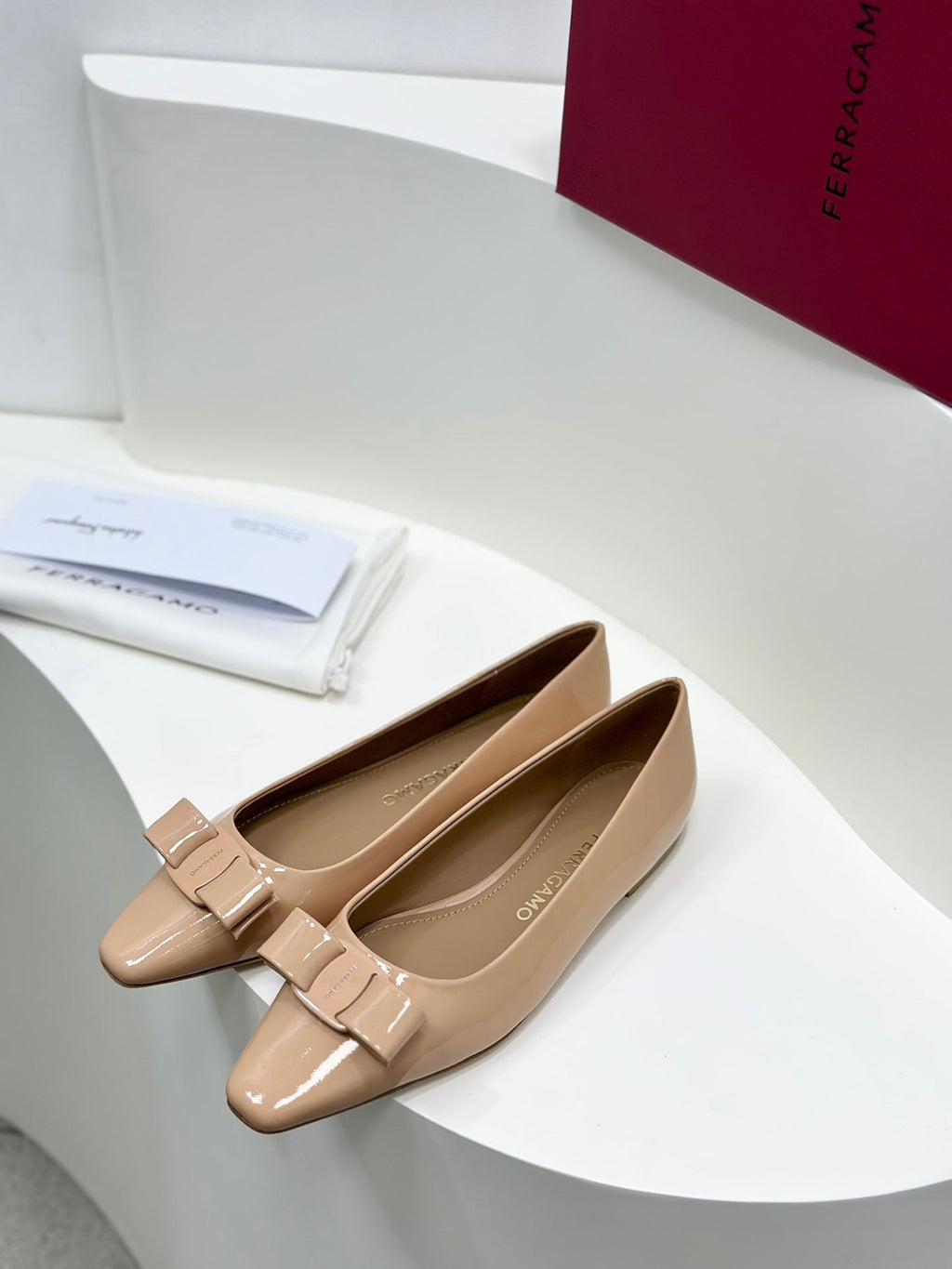 Ferragamo Vara Patent Leather Square Toe Pumps