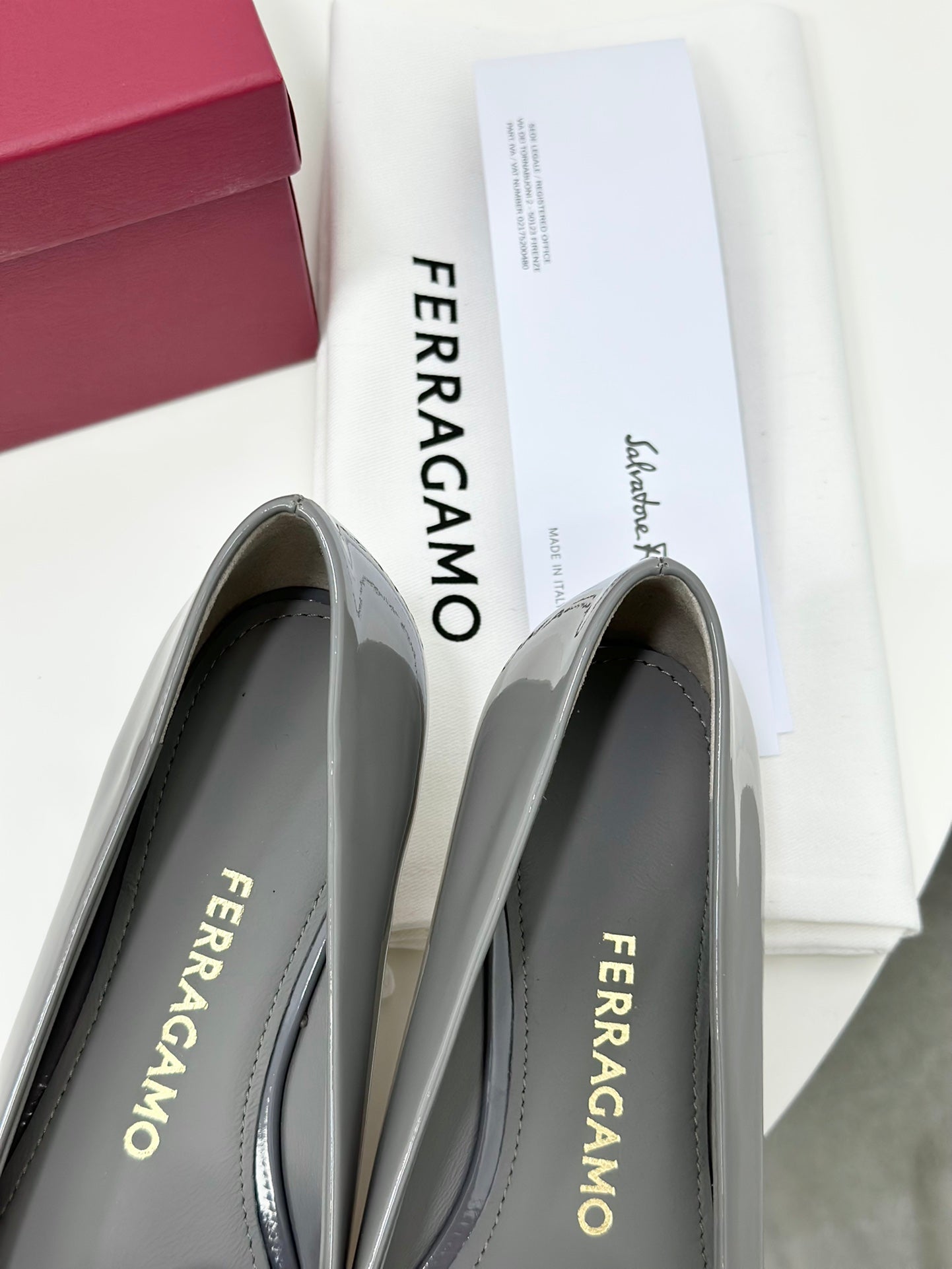 Ferragamo Vara Patent Leather Square Toe Pumps
