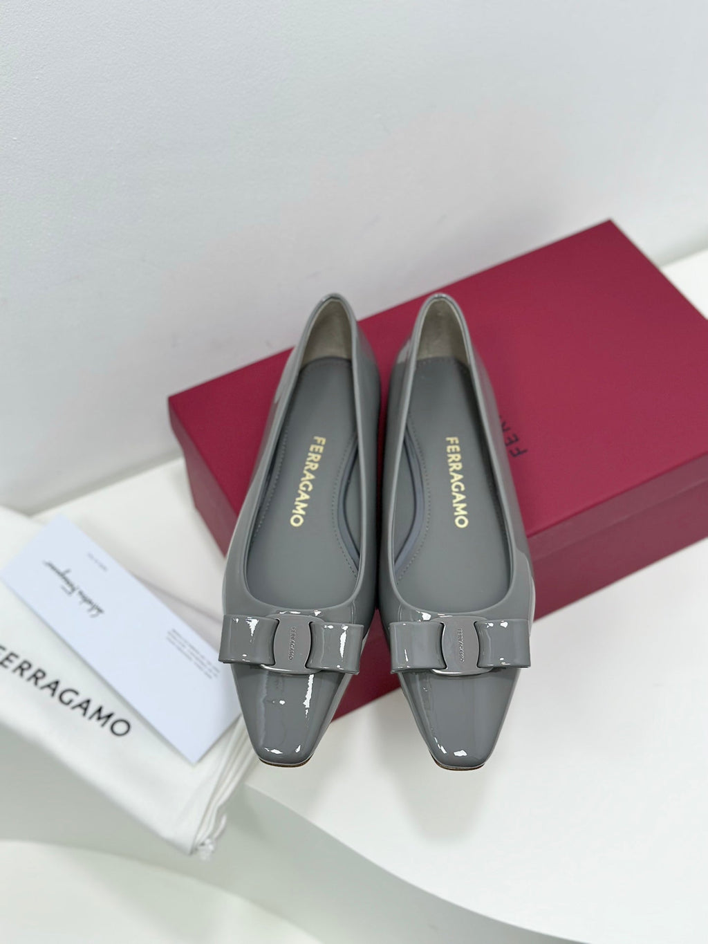Ferragamo Vara Patent Leather Square Toe Pumps