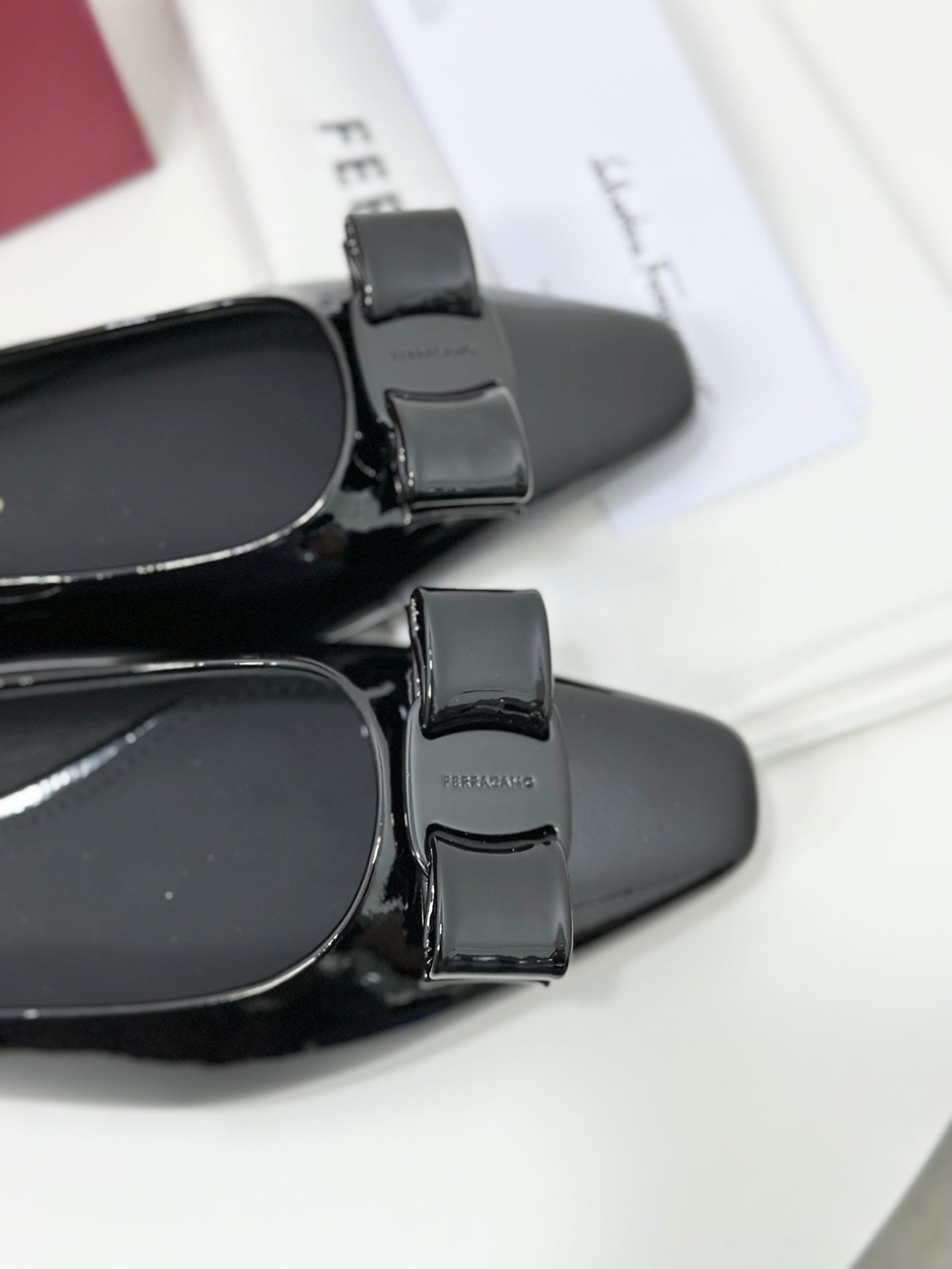 Ferragamo Vara Patent Leather Square Toe Pumps
