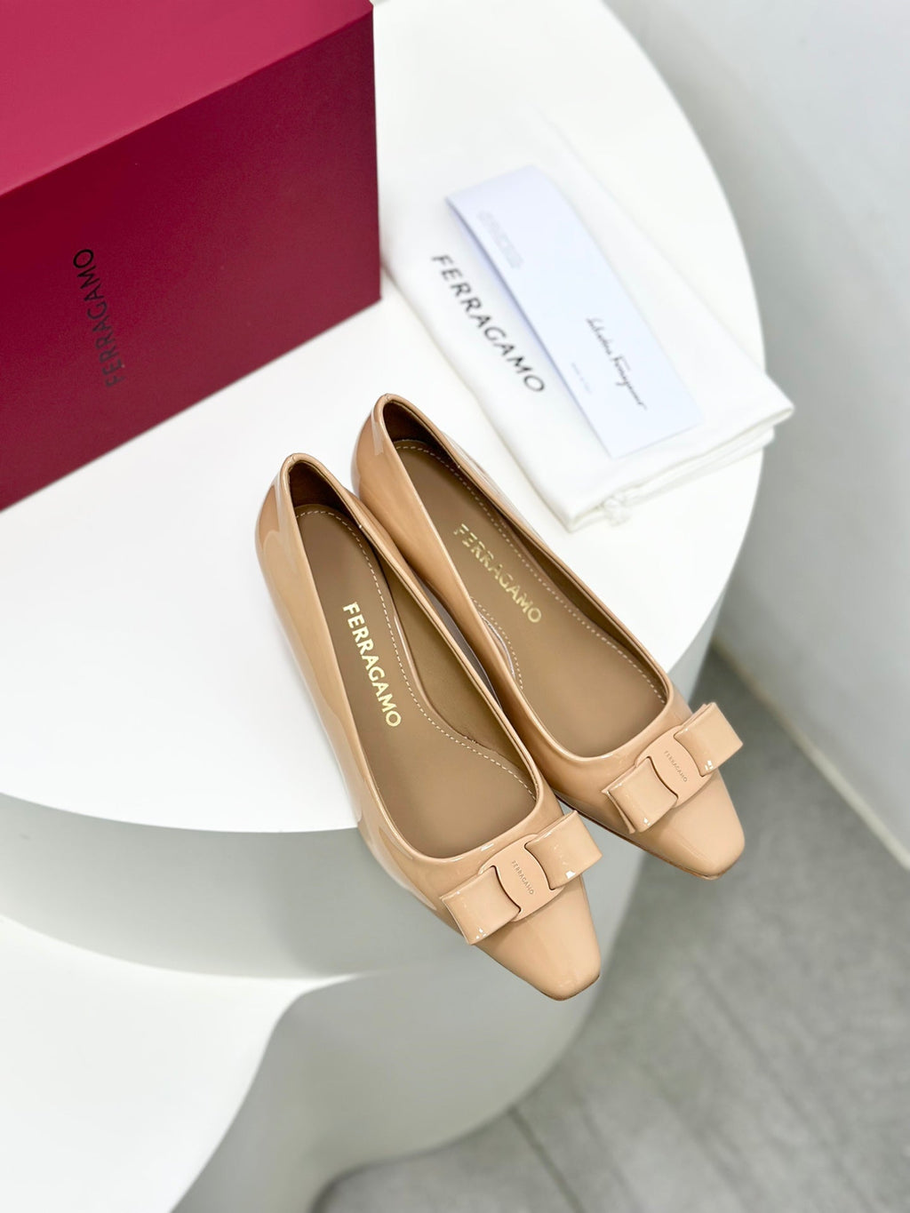 Ferragamo Vara Patent Leather Square Toe Pumps