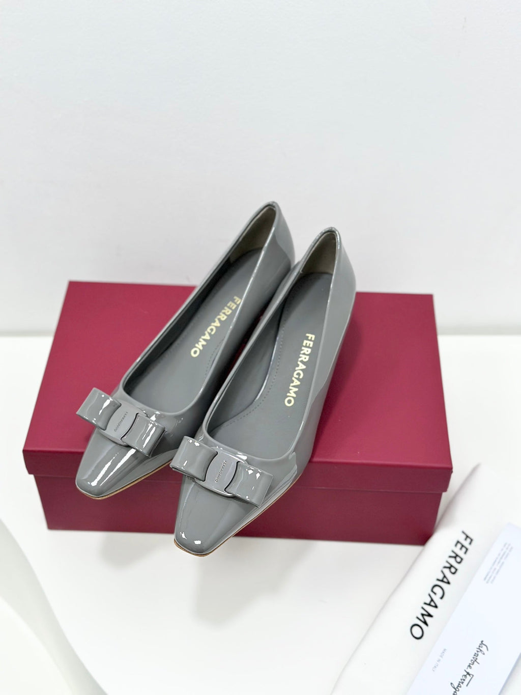 Ferragamo Vara Patent Leather Square Toe Pumps