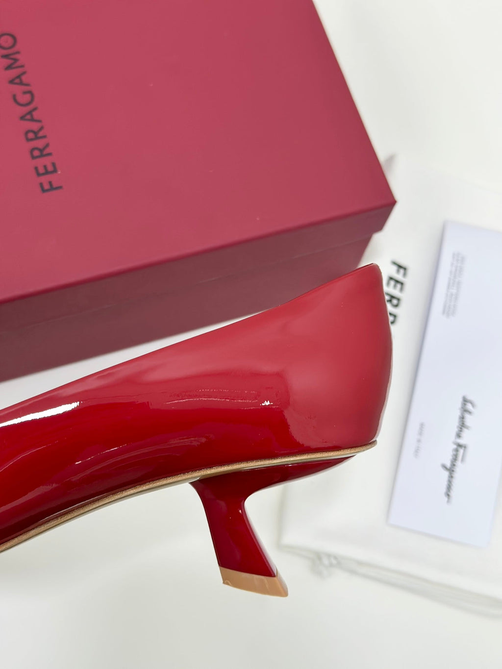 Ferragamo Vara Patent Leather Square Toe Pumps