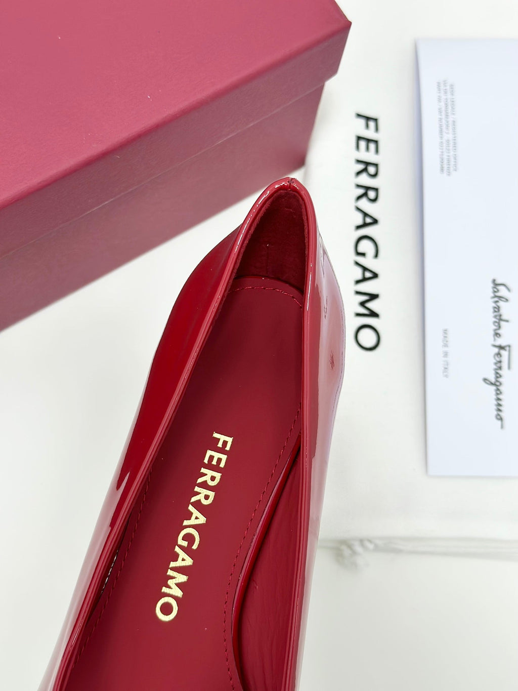 Ferragamo Vara Patent Leather Square Toe Pumps