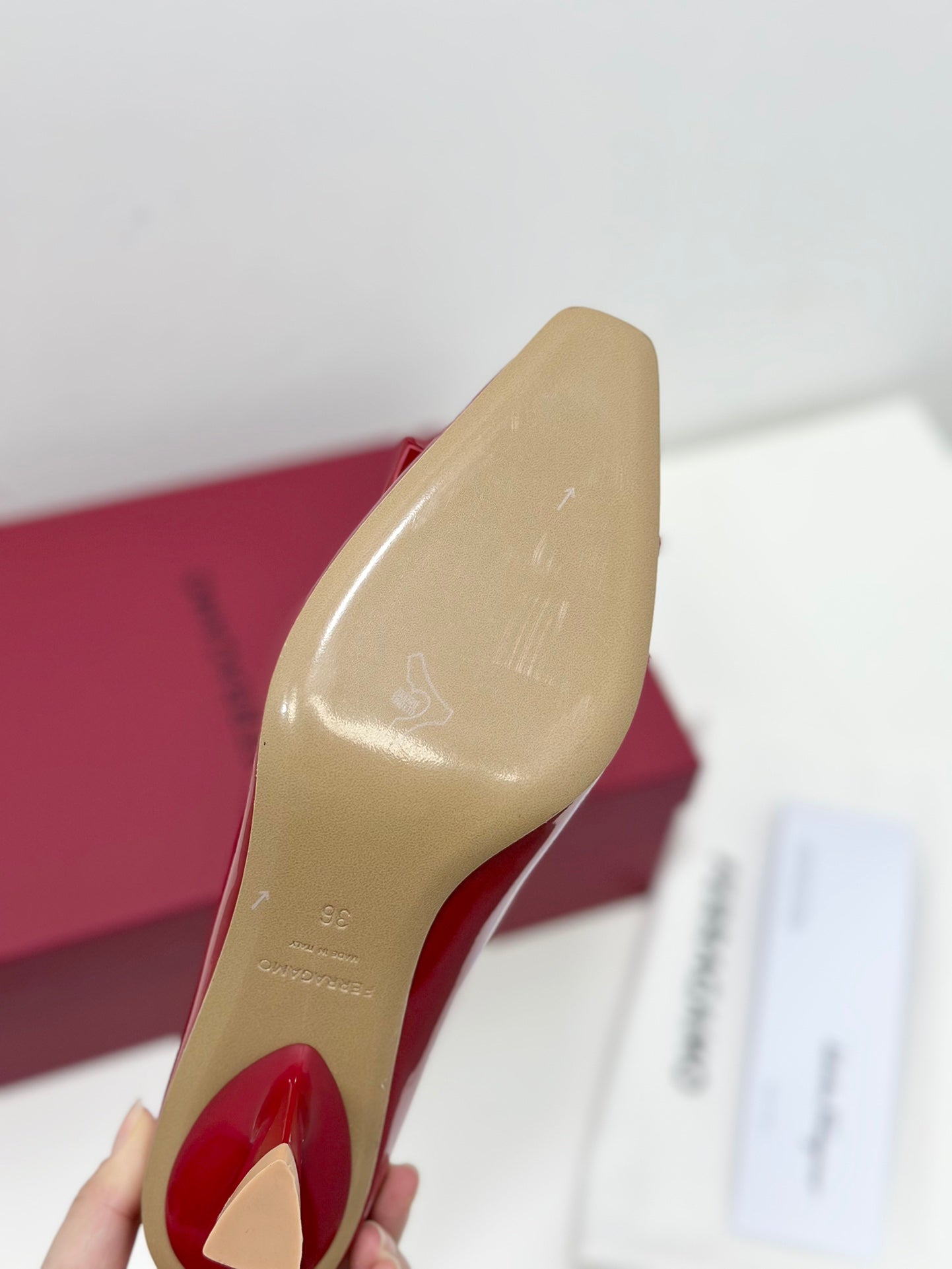 Ferragamo Vara Patent Leather Square Toe Pumps