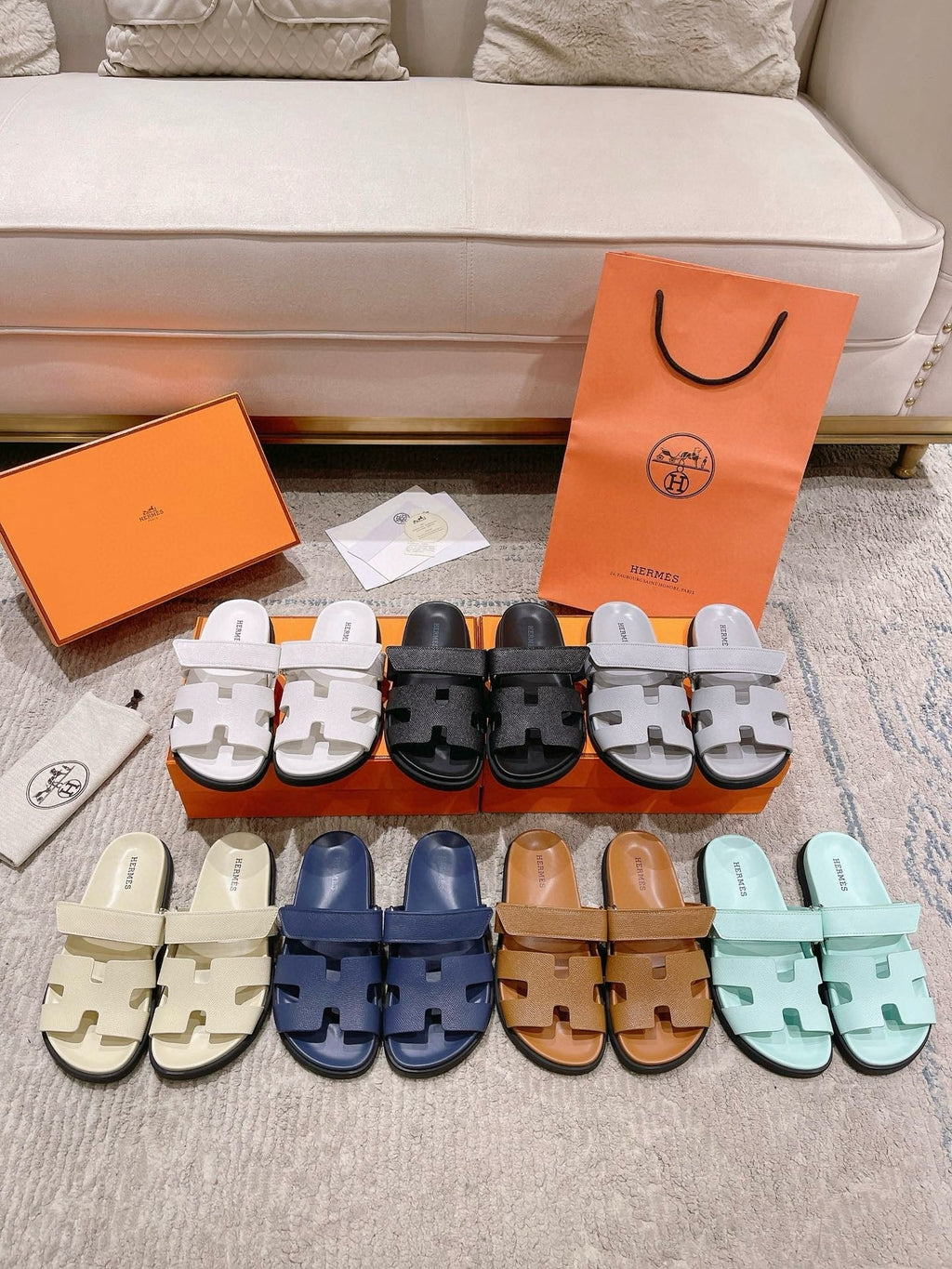 Hermès Chypre Suede Unisex Slides