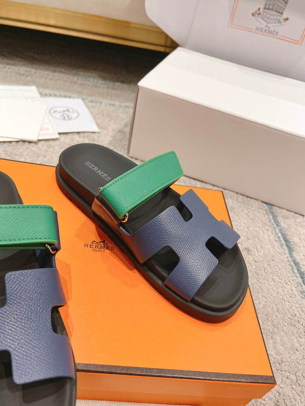 Hermès Chypre Suede Unisex Slides