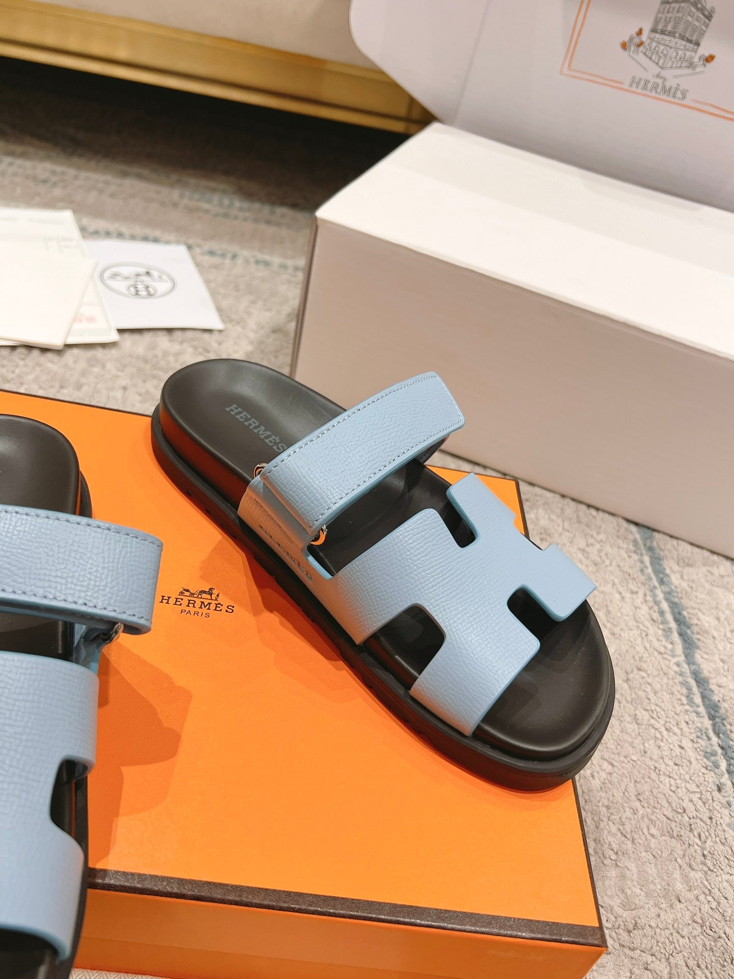 Hermès Chypre Suede Unisex Slides