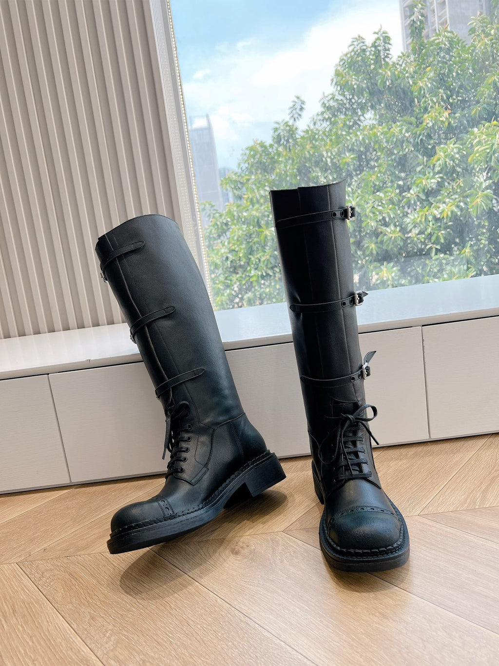 Miu Miu Distressed Biker Knee-High Boots – Autumn/Winter Runway Edition