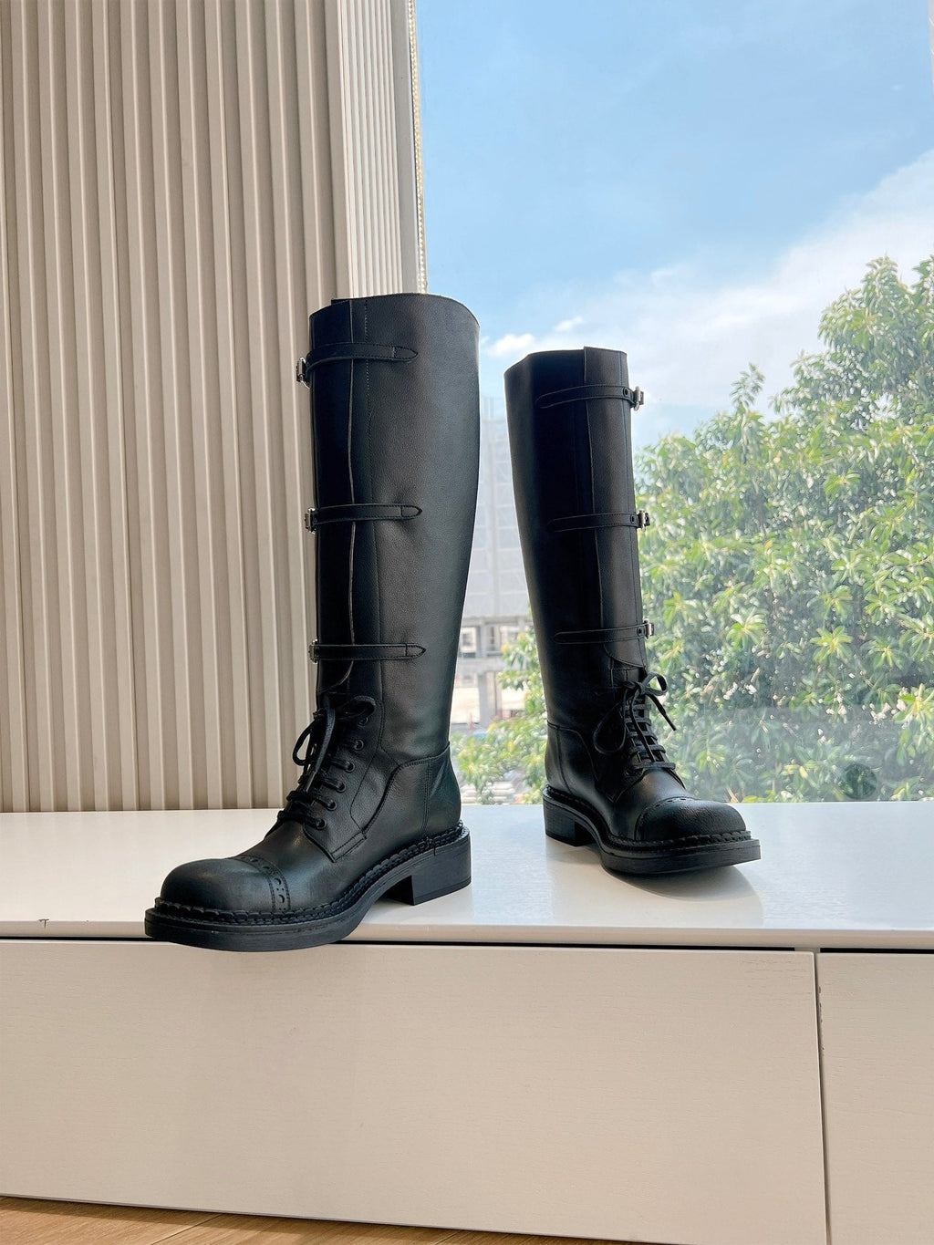 Miu Miu Distressed Biker Knee-High Boots – Autumn/Winter Runway Edition