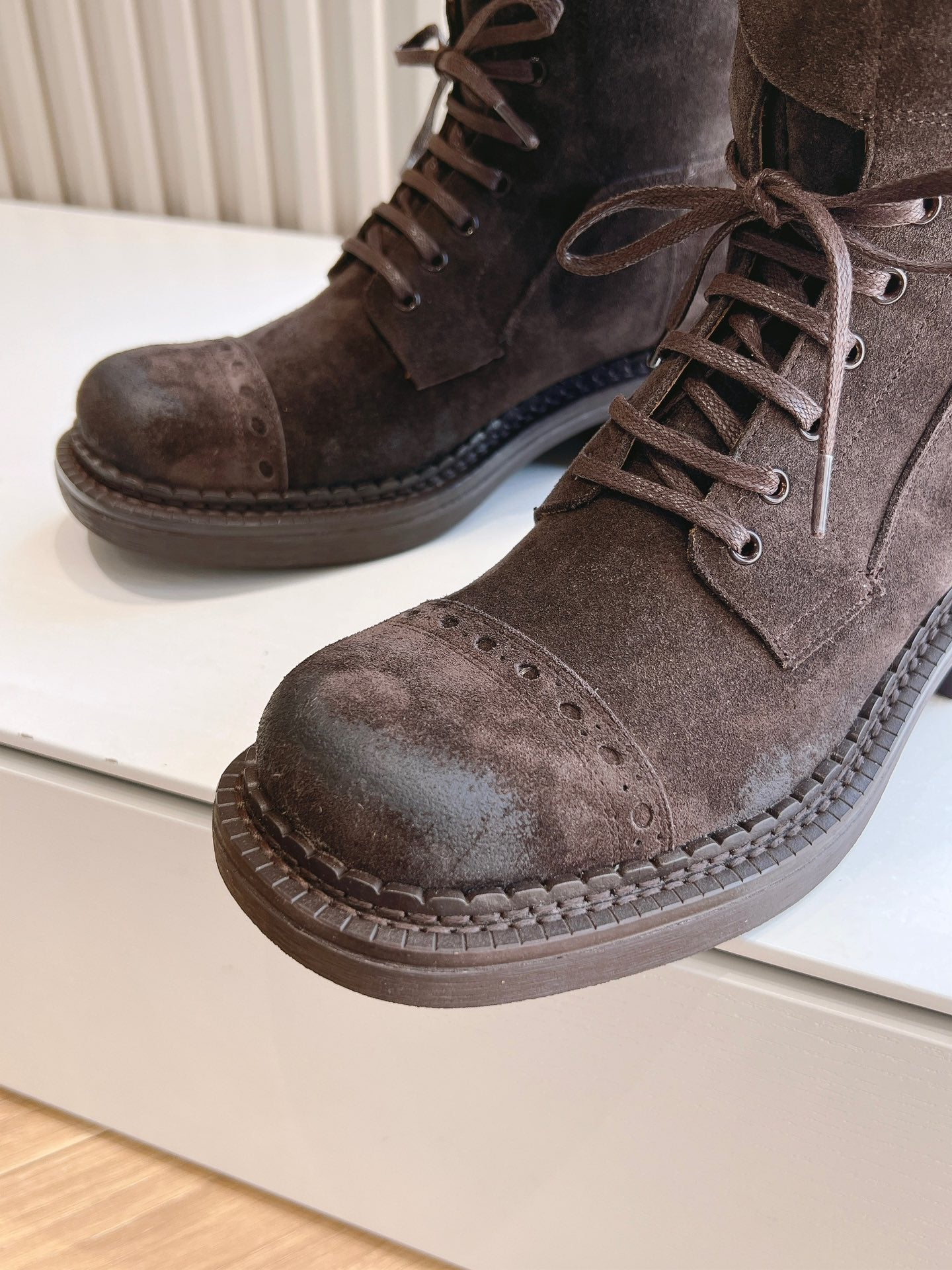 Miu Miu Biker Style Distressed Knee-High Boots – Autumn/Winter Collection