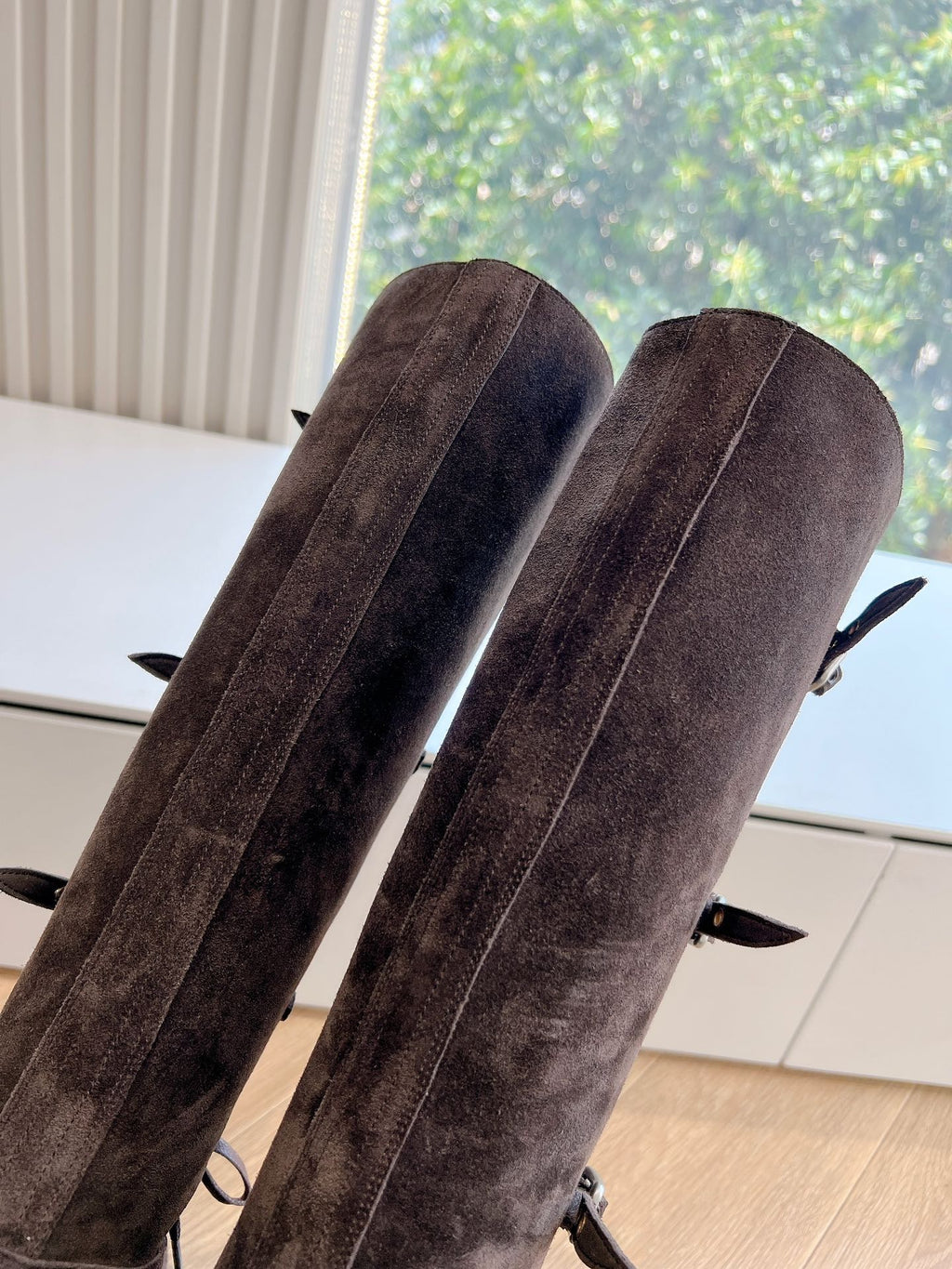 Miu Miu Biker Style Distressed Knee-High Boots – Autumn/Winter Collection