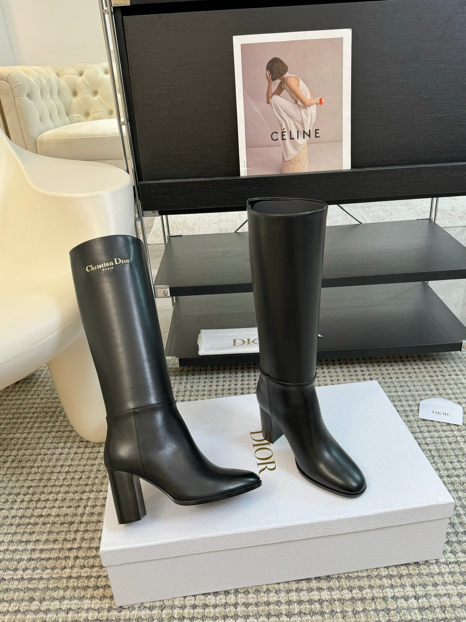 Dior D-Town Knee-High Block Heel Boots – 24FW