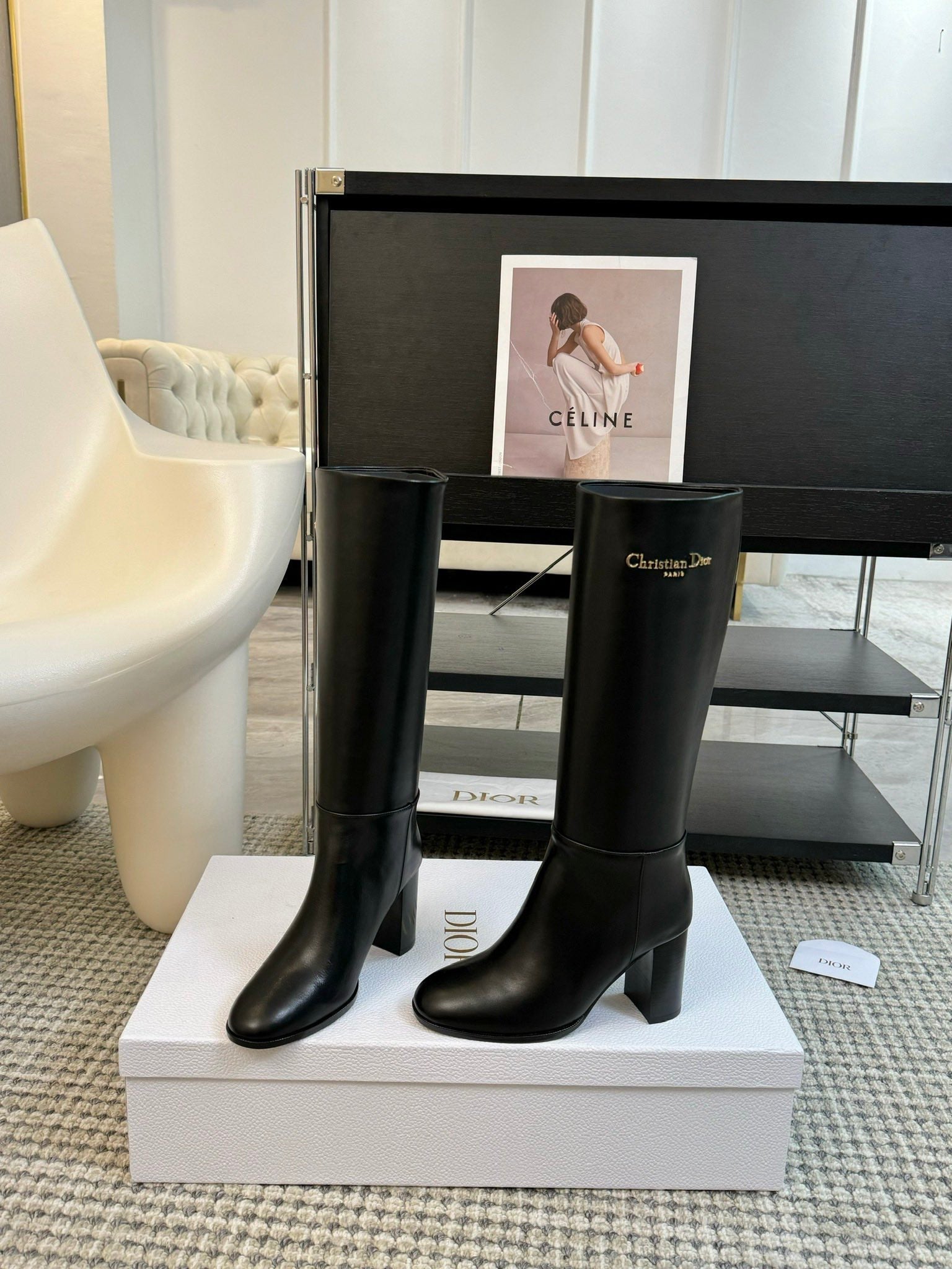 Dior D-Town Knee-High Block Heel Boots – 24FW