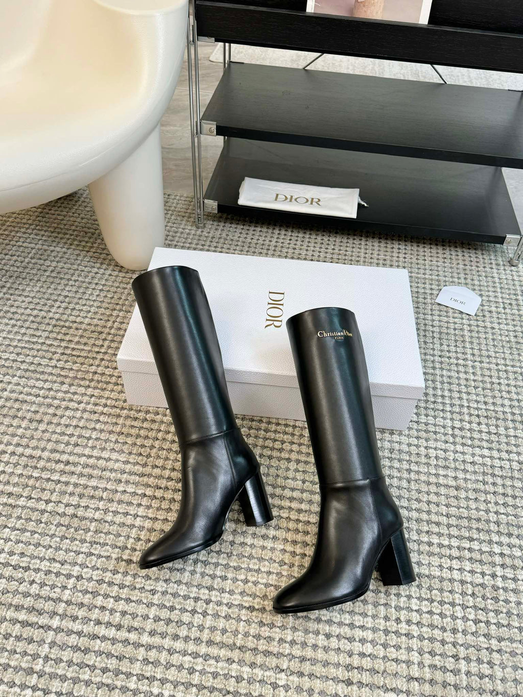Dior D-Town Knee-High Block Heel Boots – 24FW