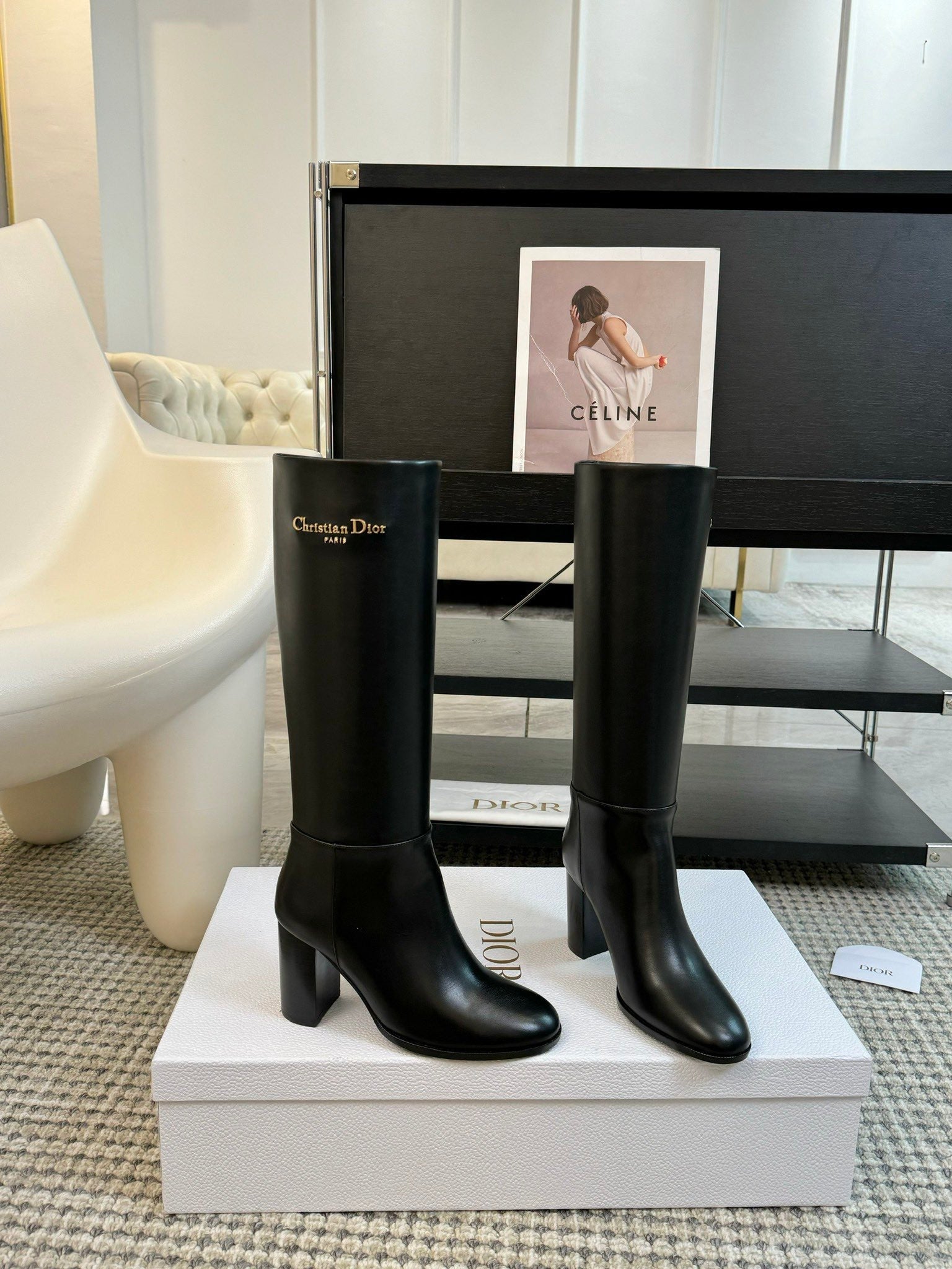 Dior D-Town Knee-High Block Heel Boots – 24FW