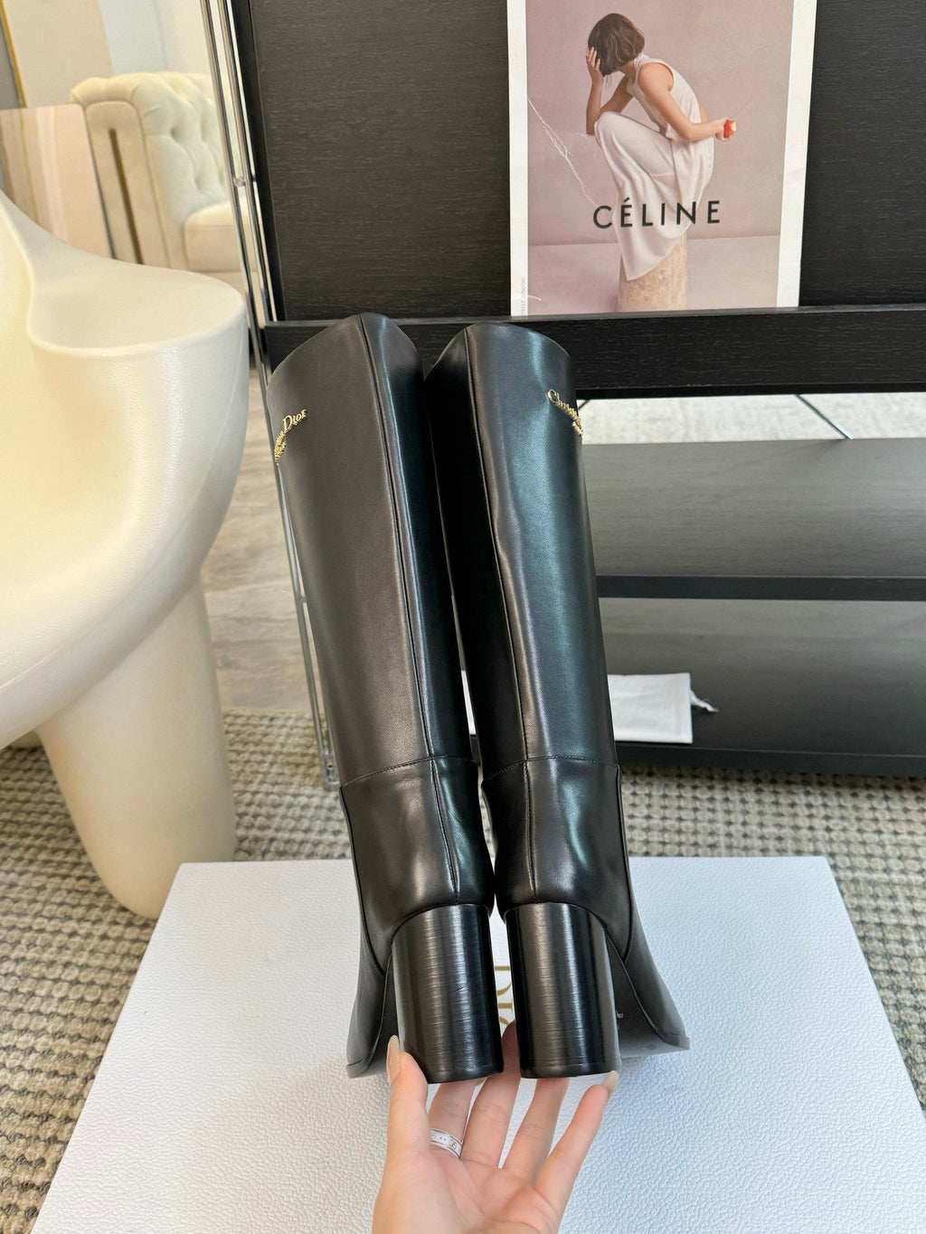 Dior D-Town Knee-High Block Heel Boots – 24FW