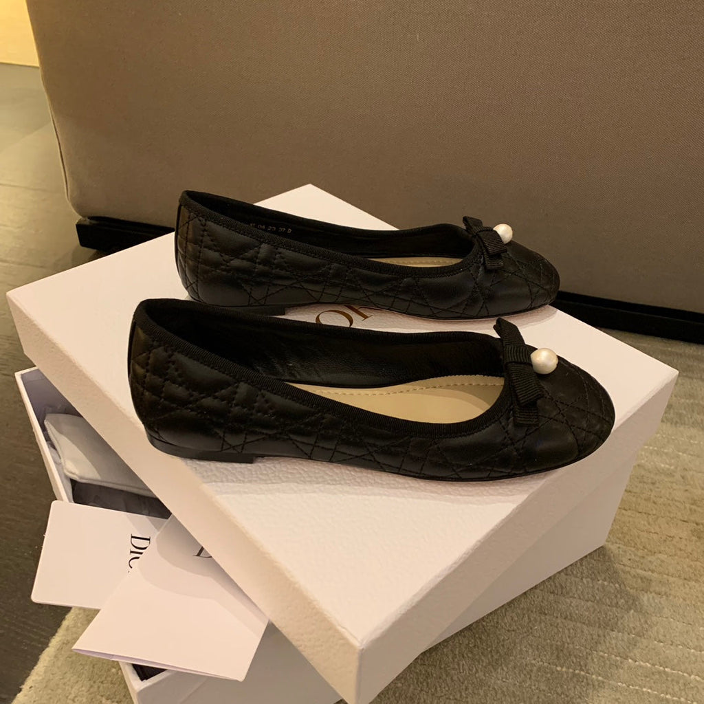 Dior Cannage Quilted Leather Ballerina Flats
