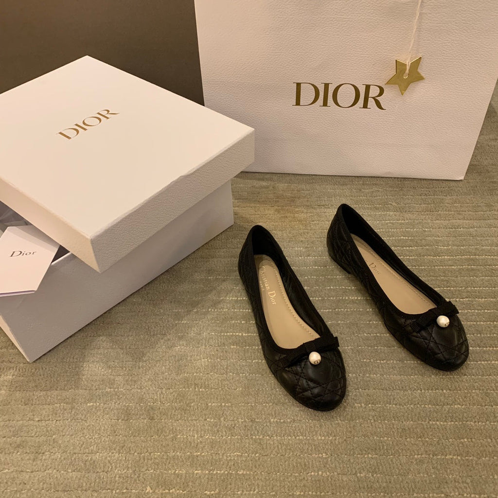 Dior Cannage Quilted Leather Ballerina Flats