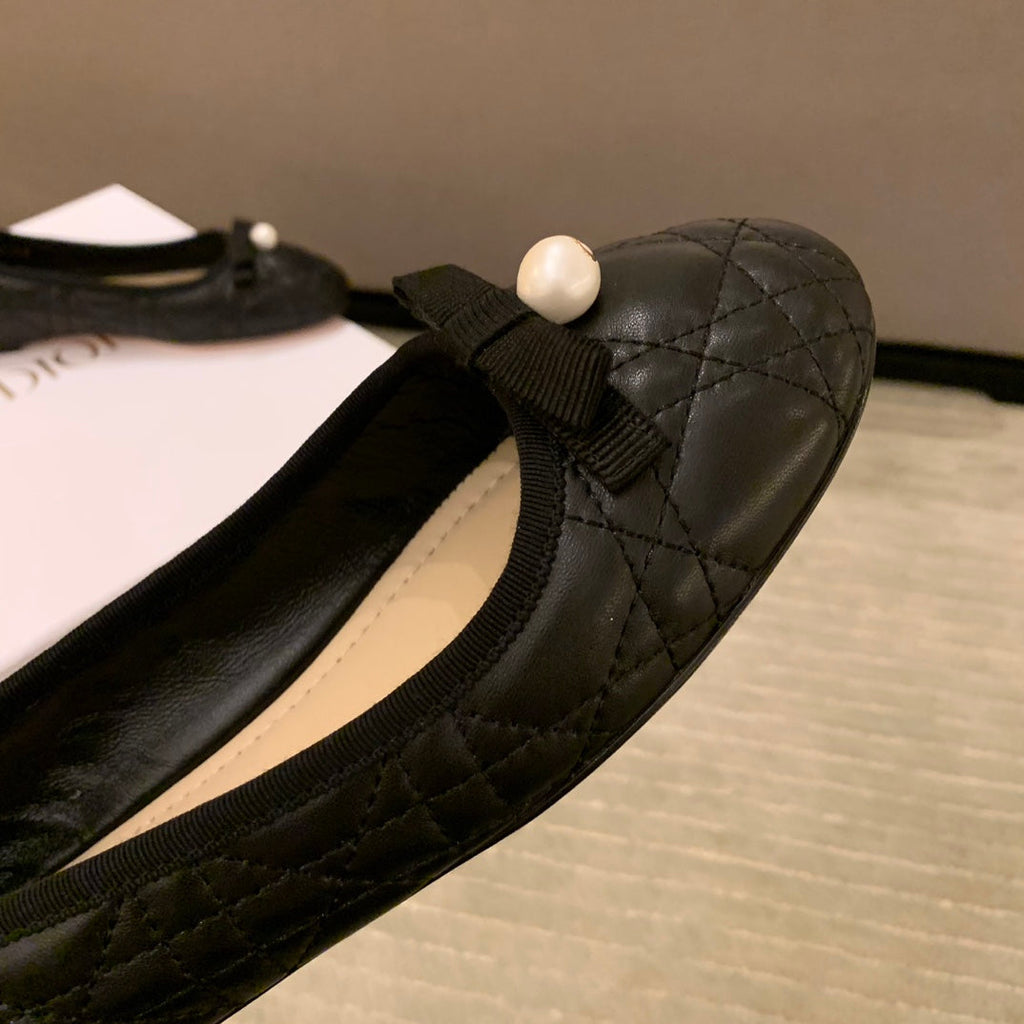 Dior Cannage Quilted Leather Ballerina Flats