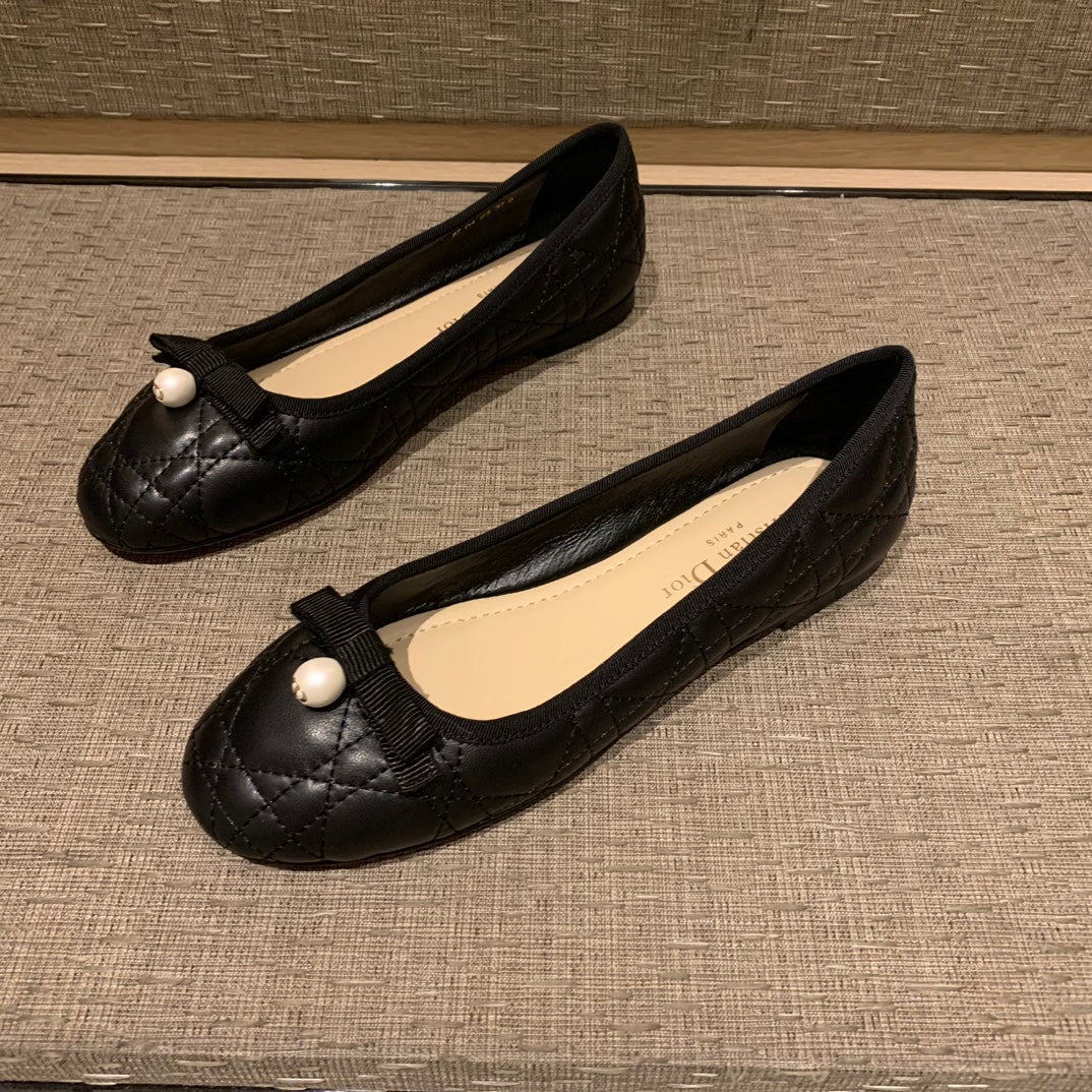 Dior Cannage Quilted Leather Ballerina Flats