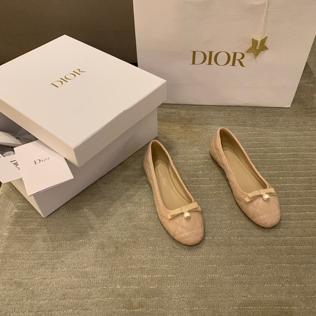 Dior Cannage Quilted Leather Ballerina Flats