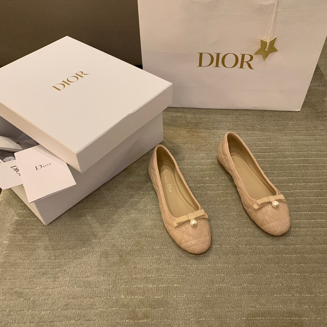 Dior Cannage Quilted Leather Ballerina Flats