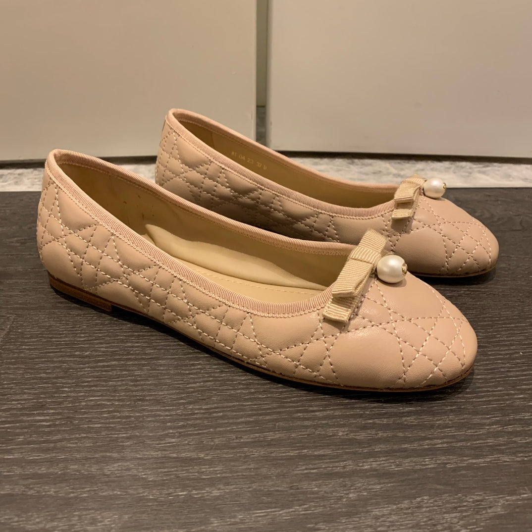Dior Cannage Quilted Leather Ballerina Flats