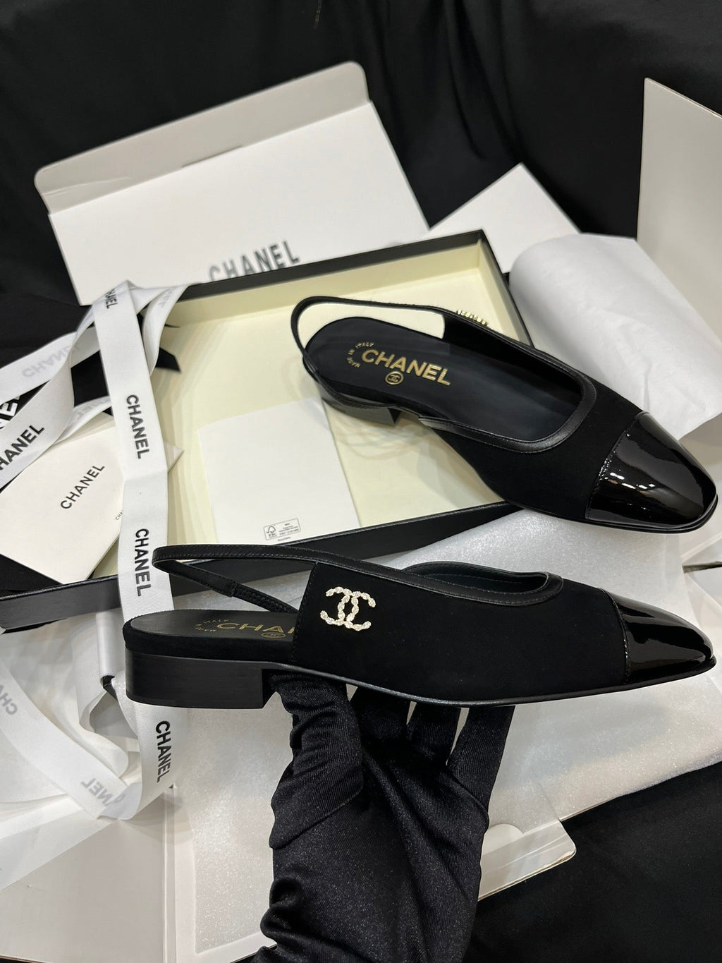 Chanel Suede Slingback Flat Sandals