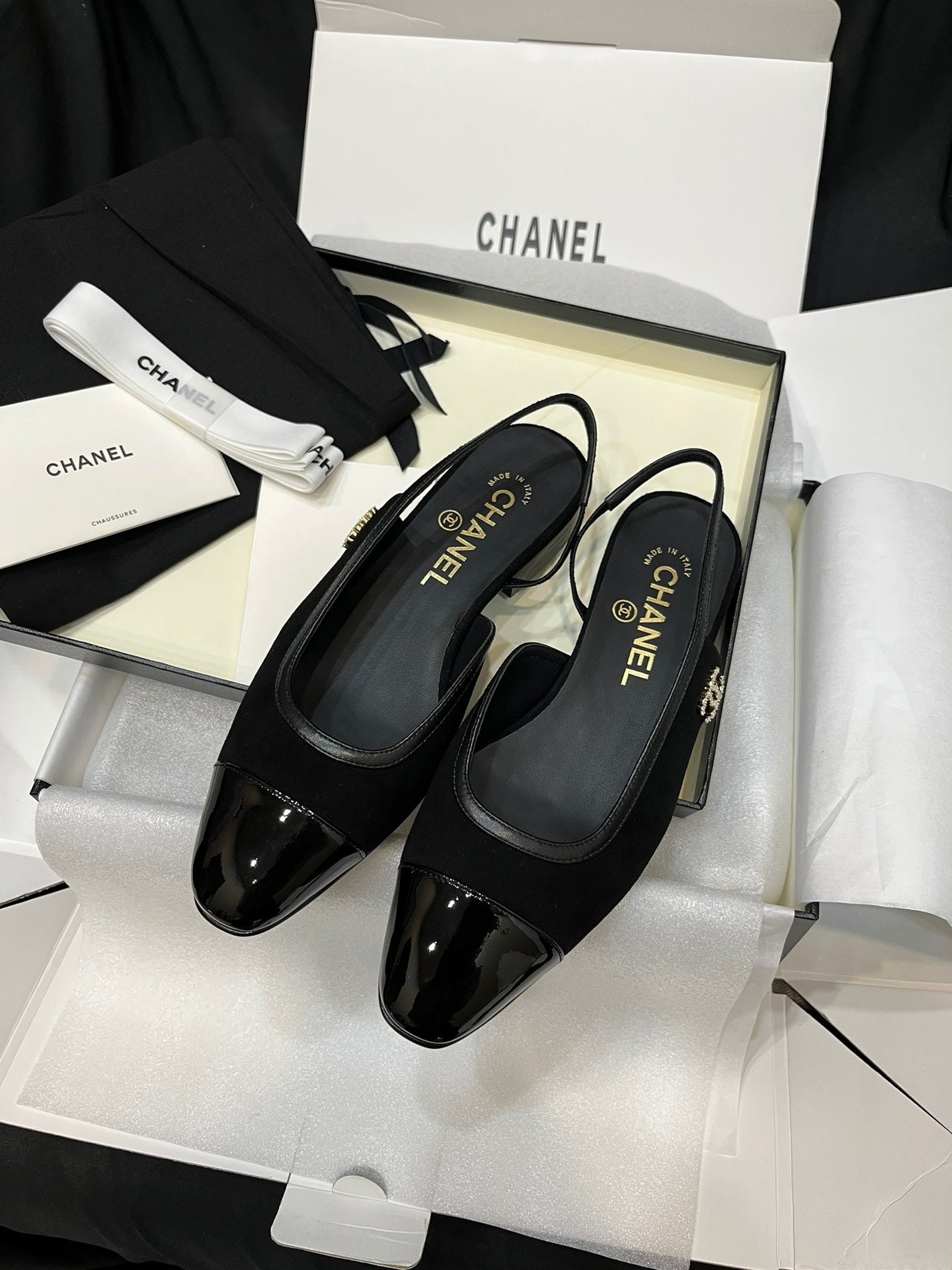 Chanel Suede Slingback Flat Sandals