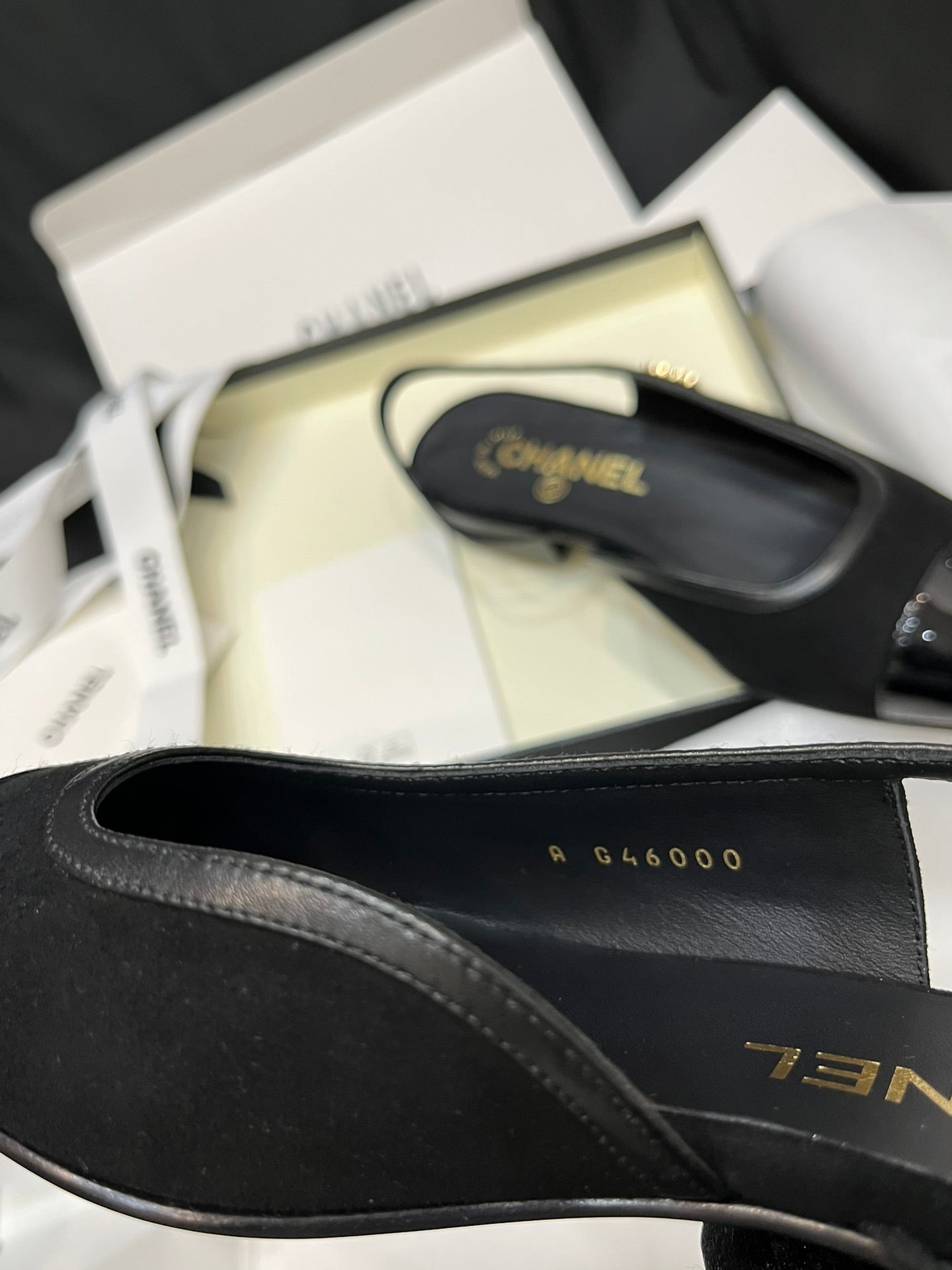 Chanel Suede Slingback Flat Sandals
