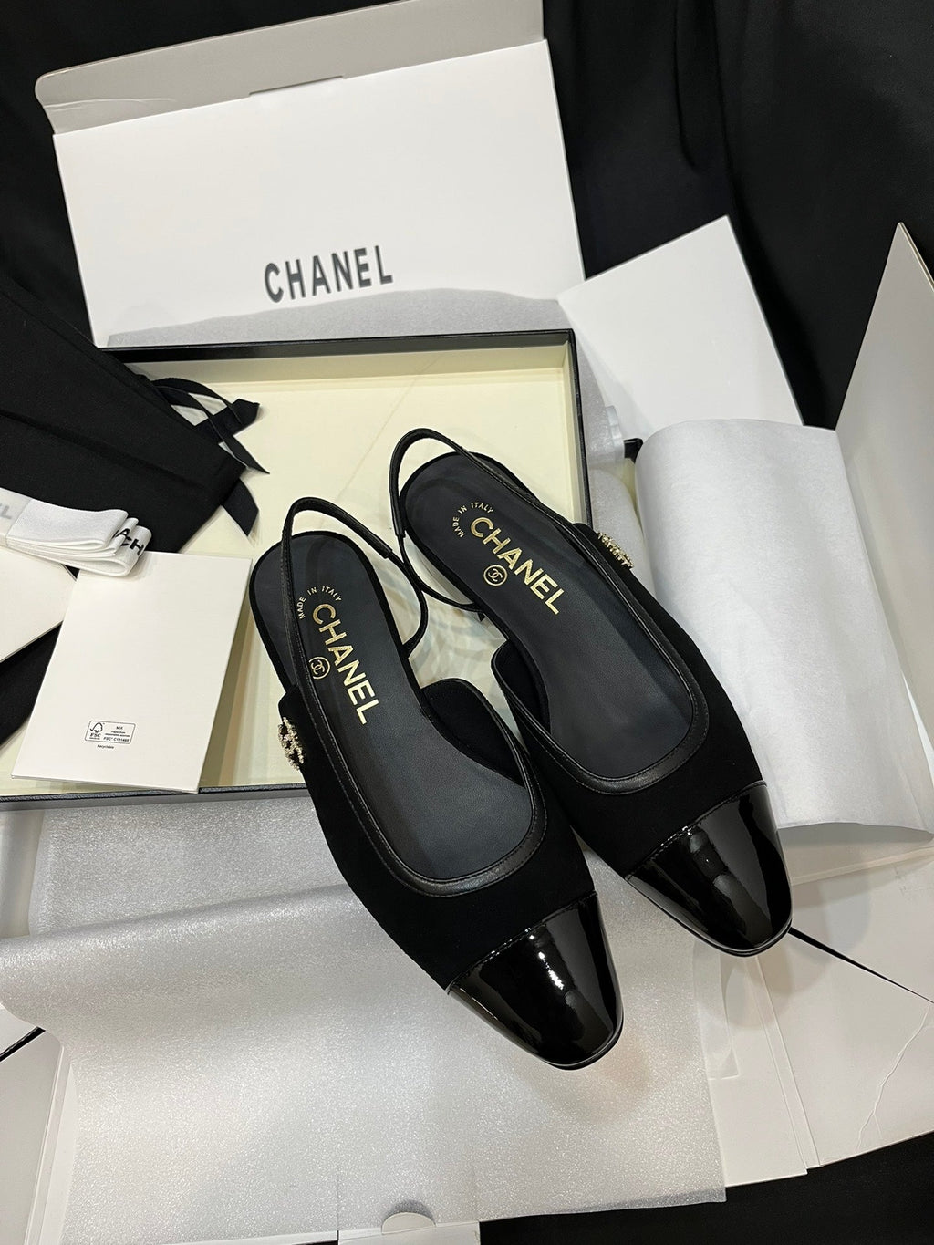 Chanel Suede Slingback Flat Sandals