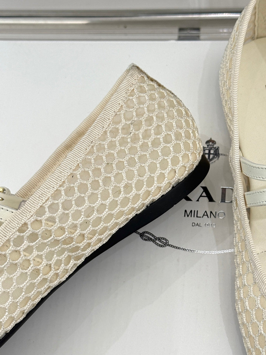 Prada Classic Mesh Mary Jane Flats