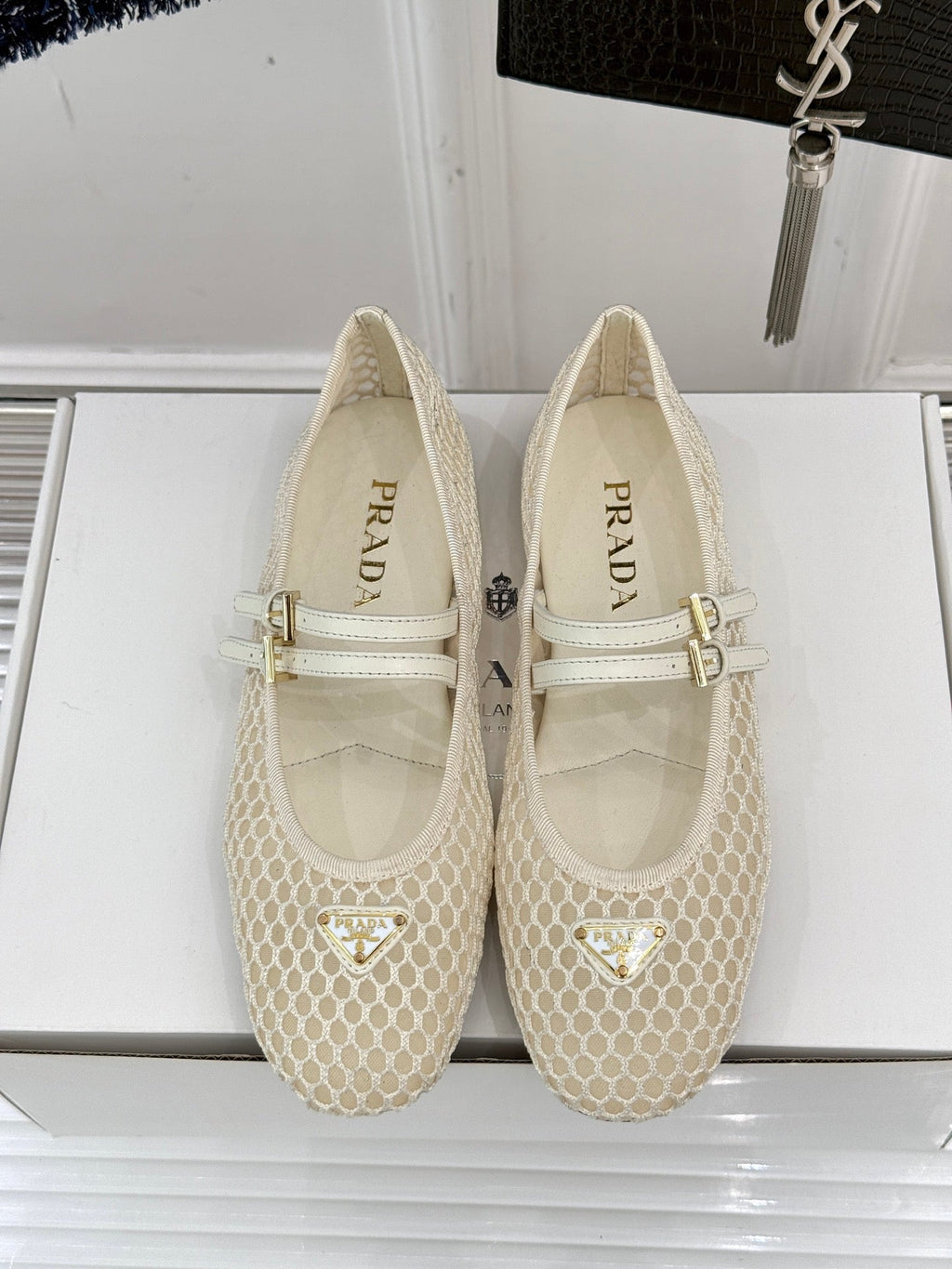 Prada Classic Mesh Mary Jane Flats