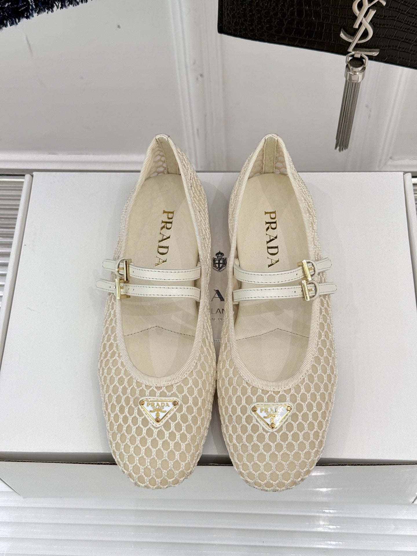 Prada Classic Mesh Mary Jane Flats