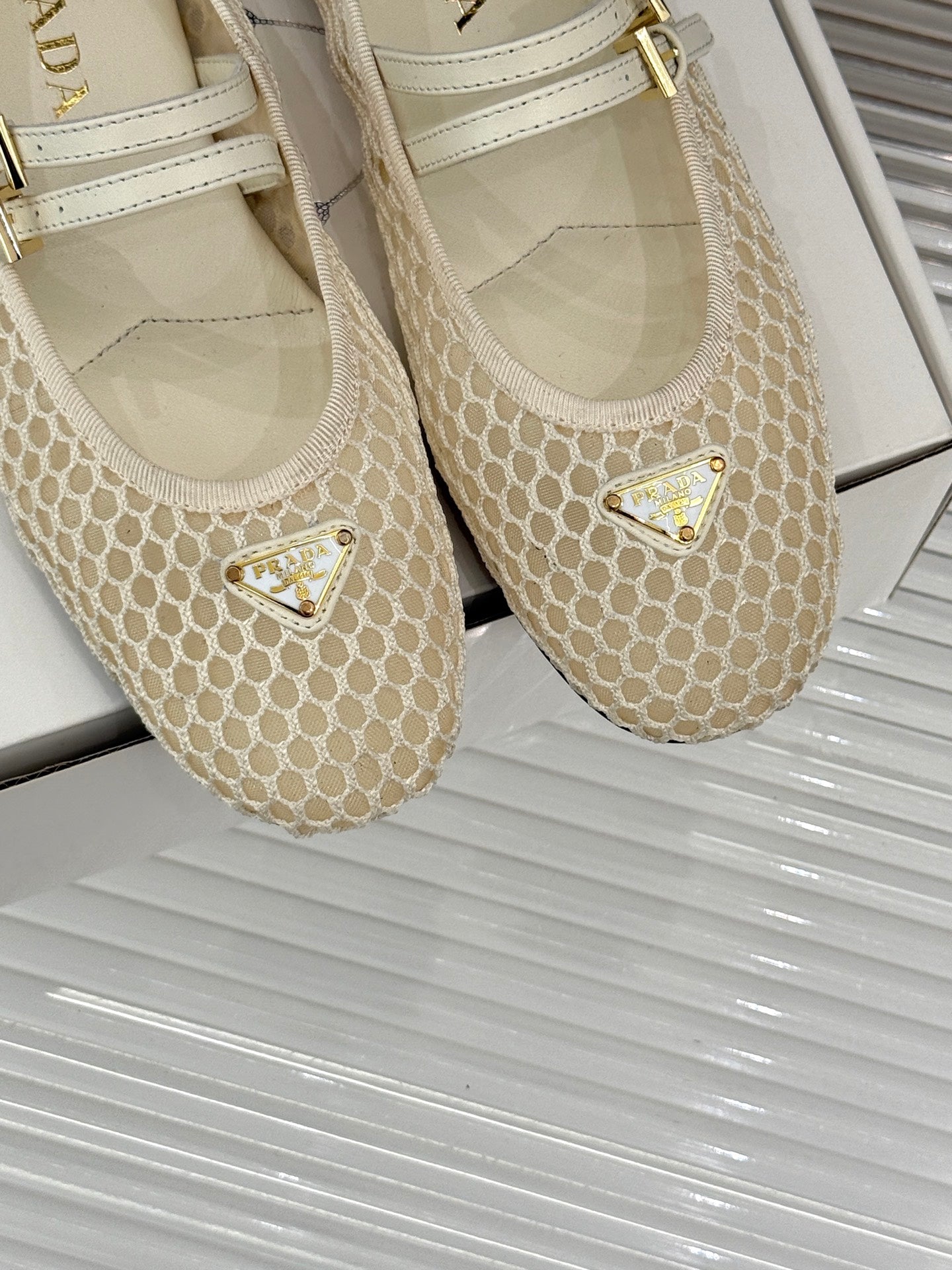Prada Classic Mesh Mary Jane Flats