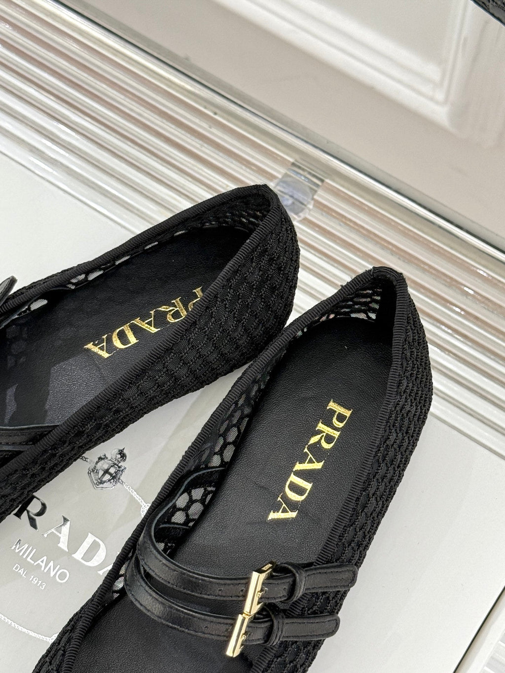 Prada Classic Mesh Mary Jane Flats